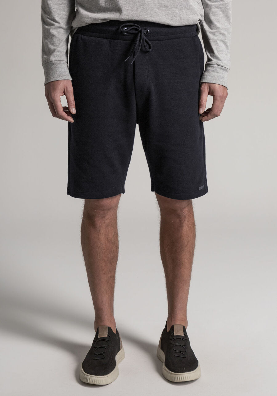 Bermuda Masculina em Moletom com Cadarço, PRETO REATIVO. Bermuda Masculina em Moletom com Cadarço, PRETO REATIVO, large.