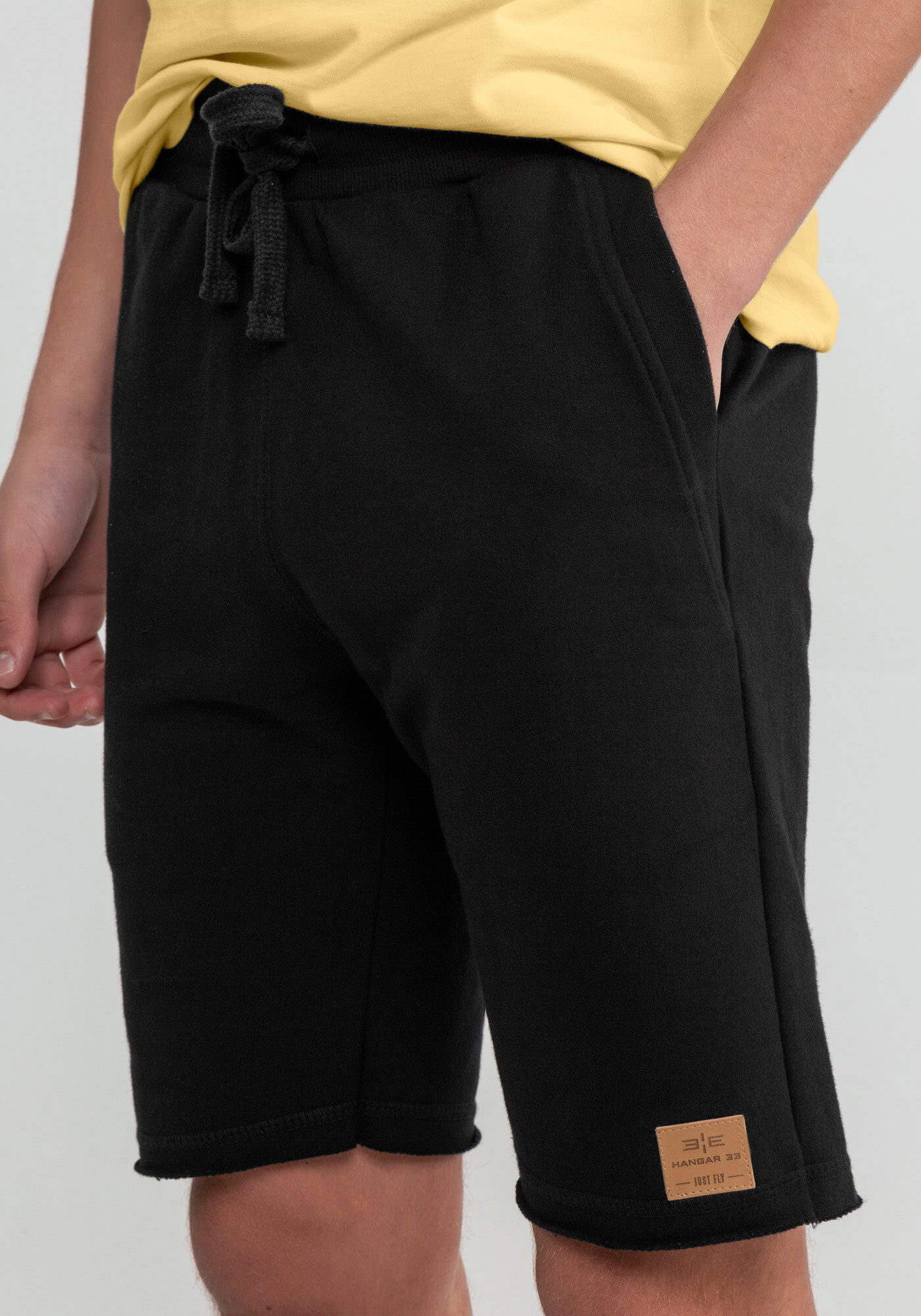 Bermuda Juvenil Masculina em Moletom, PRETO REATIVO, large.