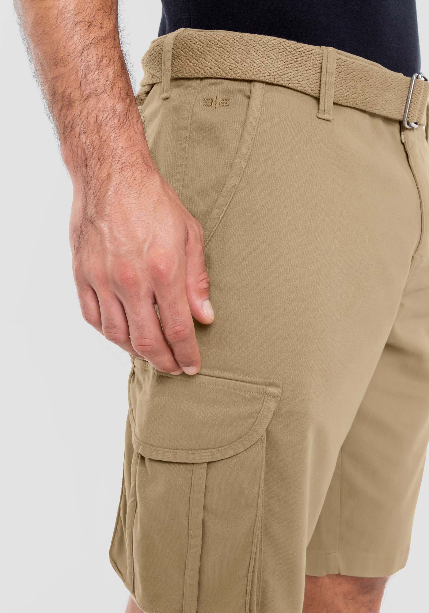 Bermuda Sarja Reta Cargo com Cinto, CAQUI RAIZ, large.