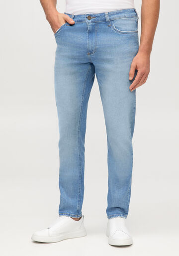 Calça Jeans Slim Masculina Estonada, JEANS. Calça Jeans Slim Masculina Estonada, JEANS, large.