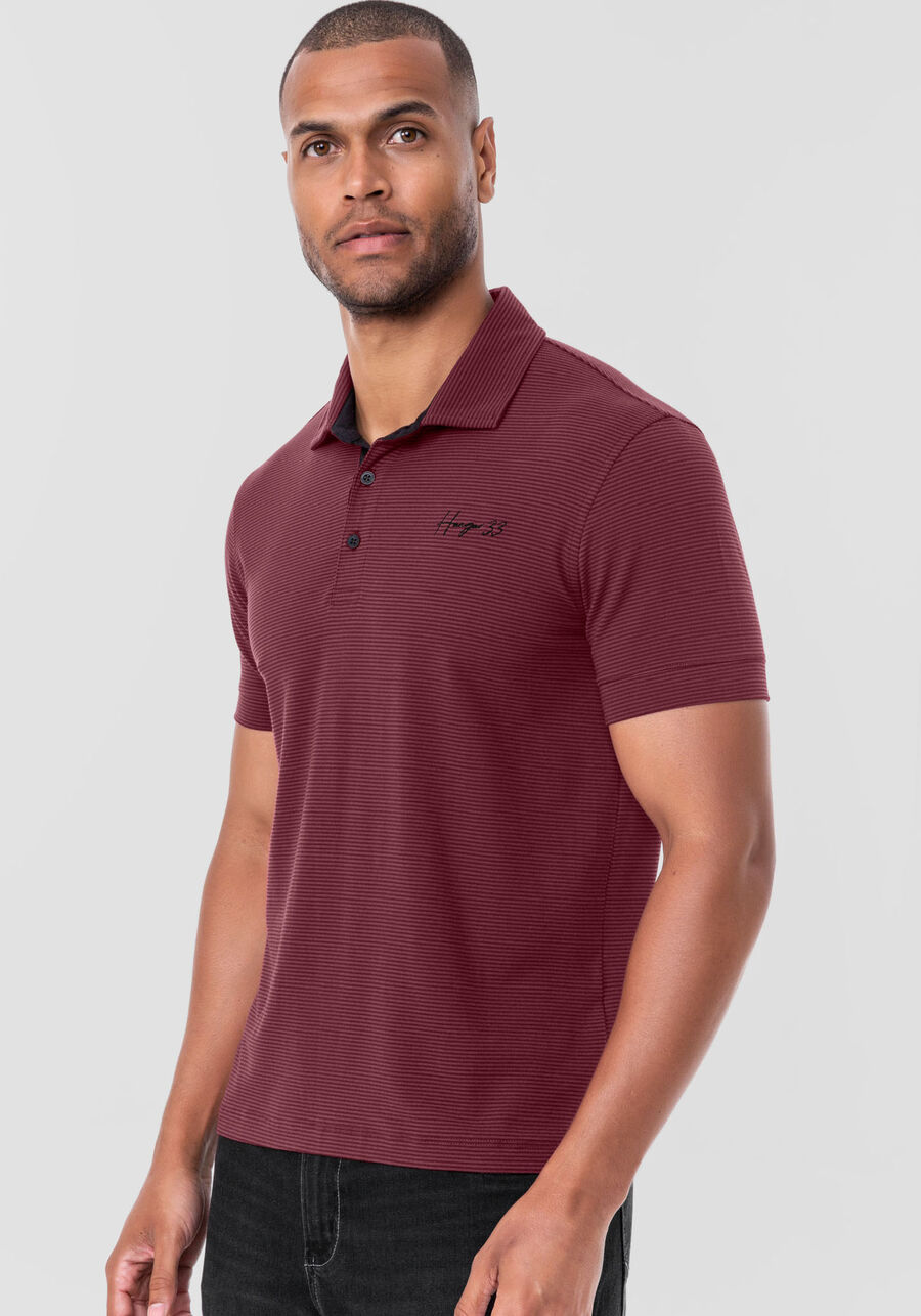 Camisa Polo Masculina em Malha Viscotton com Bordado, BORDO WITCH. Camisa Polo Masculina em Malha Viscotton com Bordado, BORDO WITCH, large.