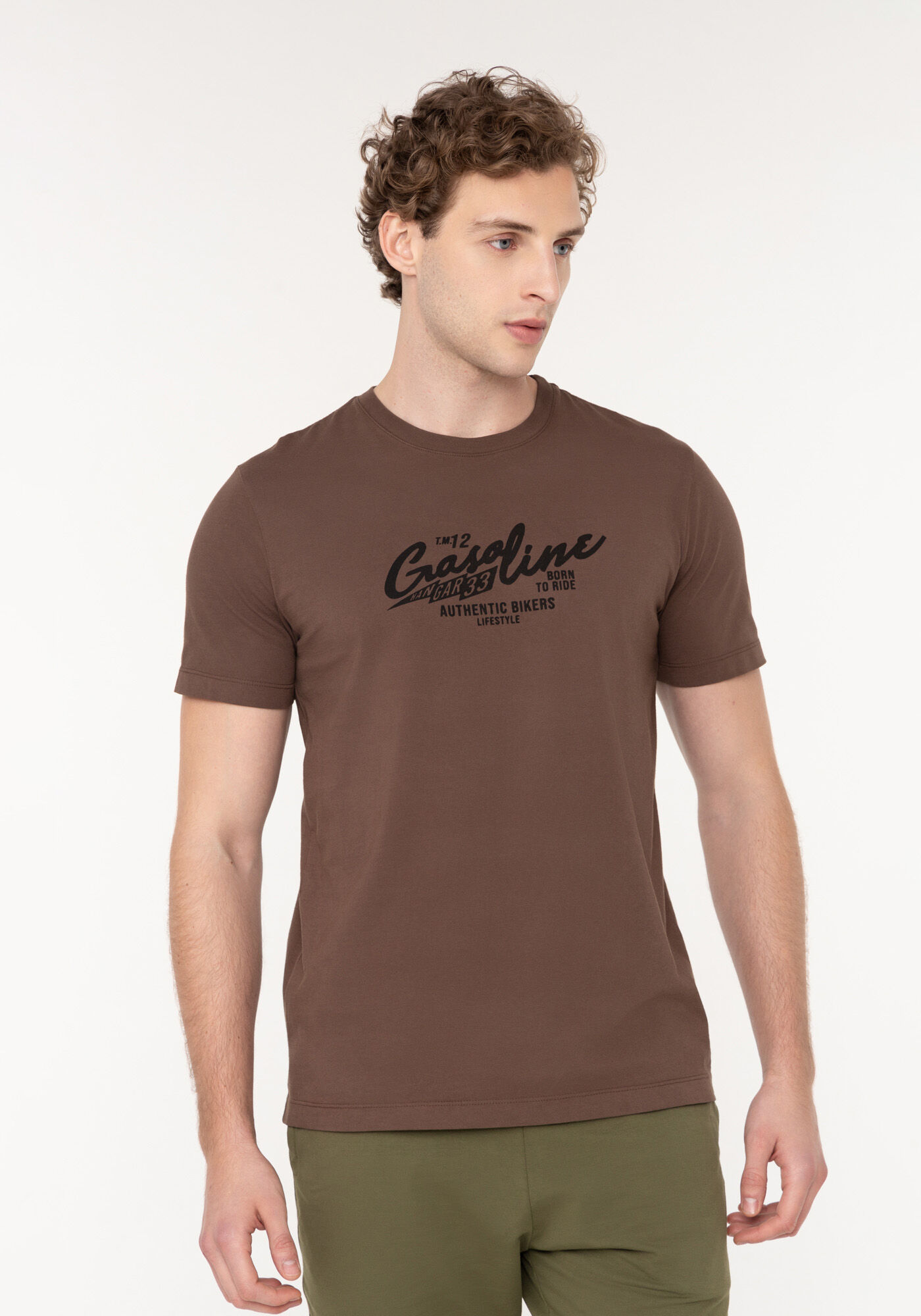 Camiseta De Mangas Curtas Em Malha De Algod&atilde;o Respons&aacute;vel, MARROM MEDITERRANEO, large.