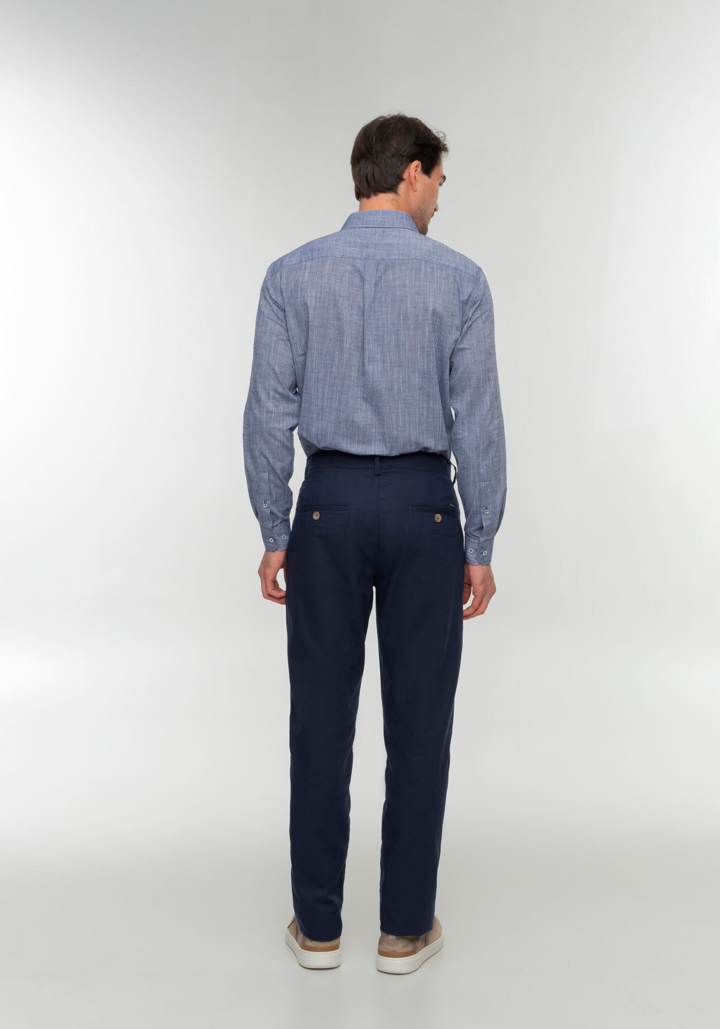 Cal&ccedil;a Com Bolsos Em Tecido Plano Com Linho, MARINHO IMPERIO, large.