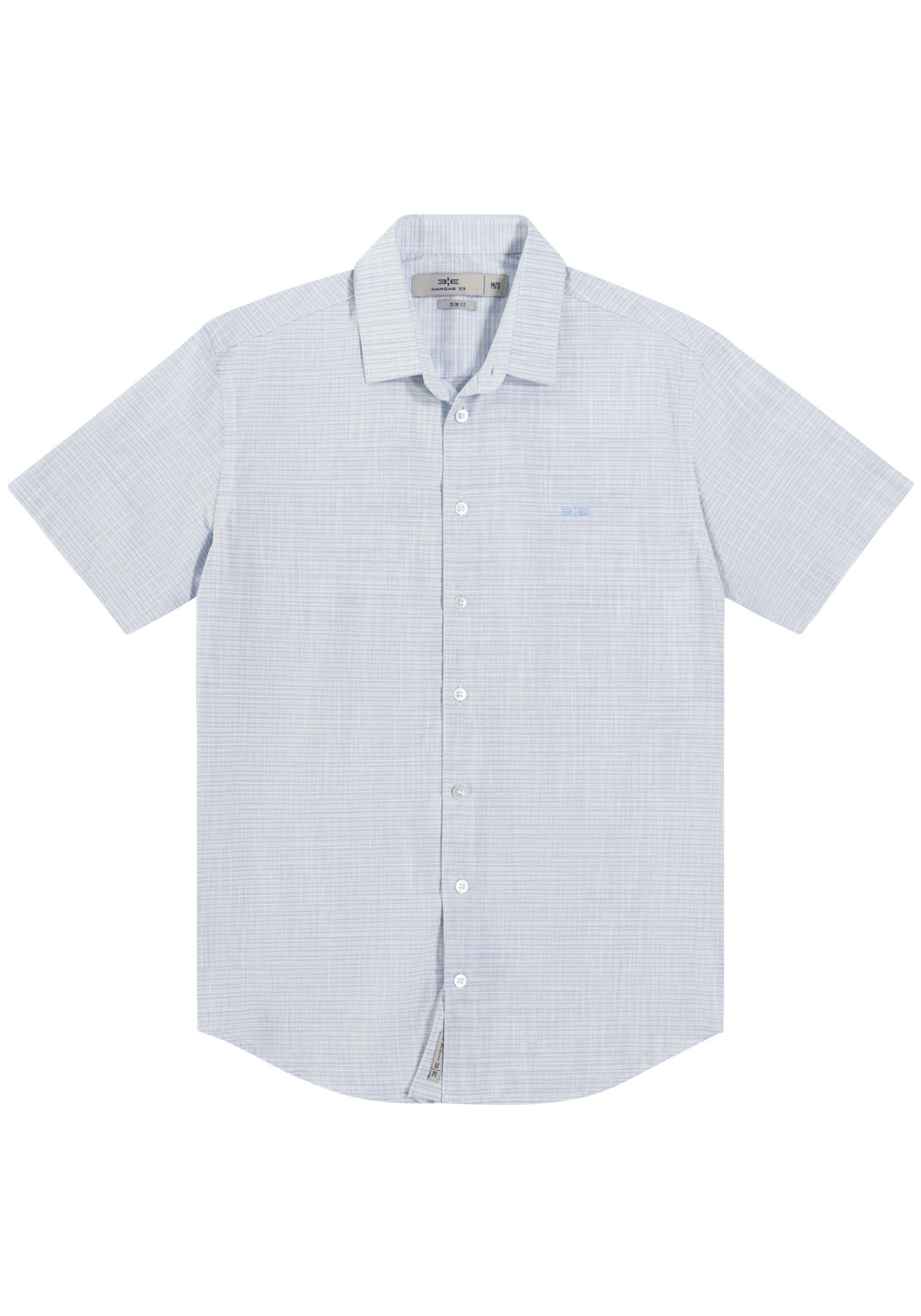 Camisa Manga Curta Masculina Slim Fit, AZUL, large.