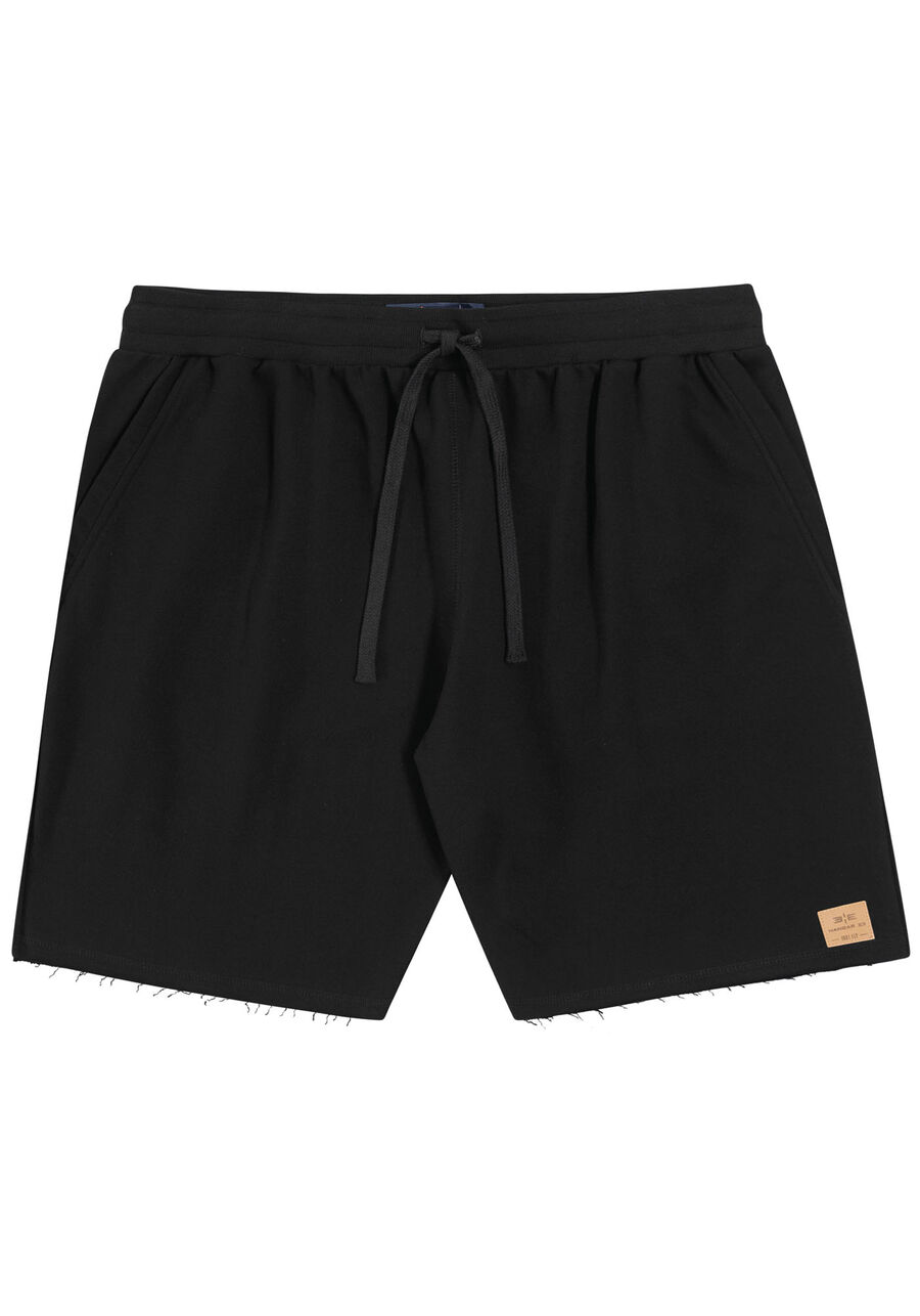 Bermuda em Moletom com bolso Big e Tall, PRETO REATIVO. Bermuda em Moletom com bolso Big e Tall, PRETO REATIVO, large.