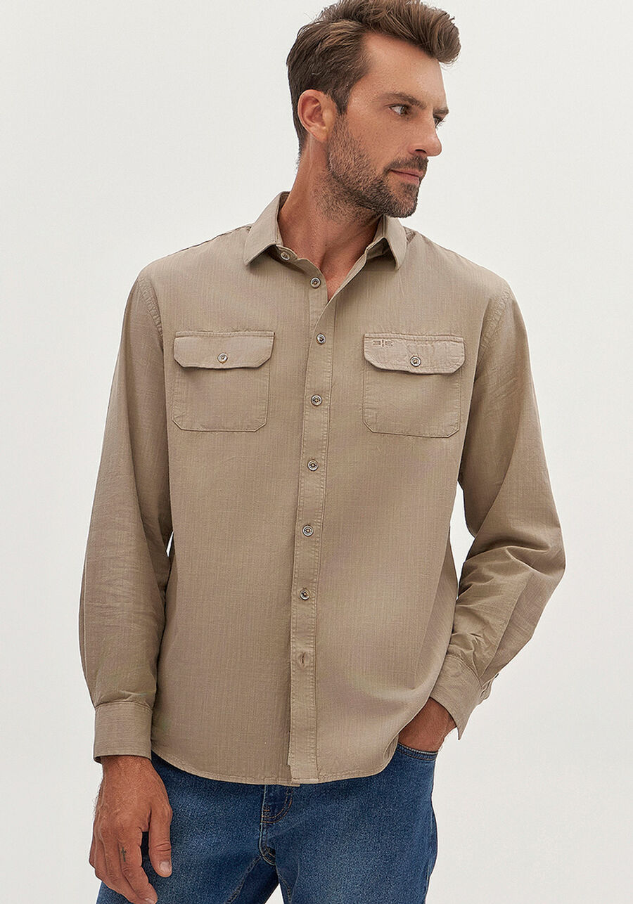 Camisa Masculina Comfort Tal Pai Tal Filho, BEGE PANAMA. Camisa Masculina Comfort Tal Pai Tal Filho, BEGE PANAMA, large.