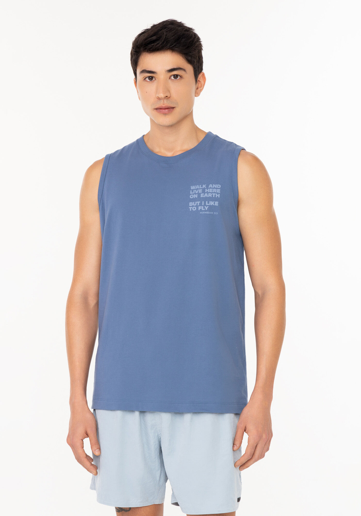 Blusa Regata Masculina Em Meia Malha De Algod&atilde;o Com Estampa, MARINHO CRISTAL, large.