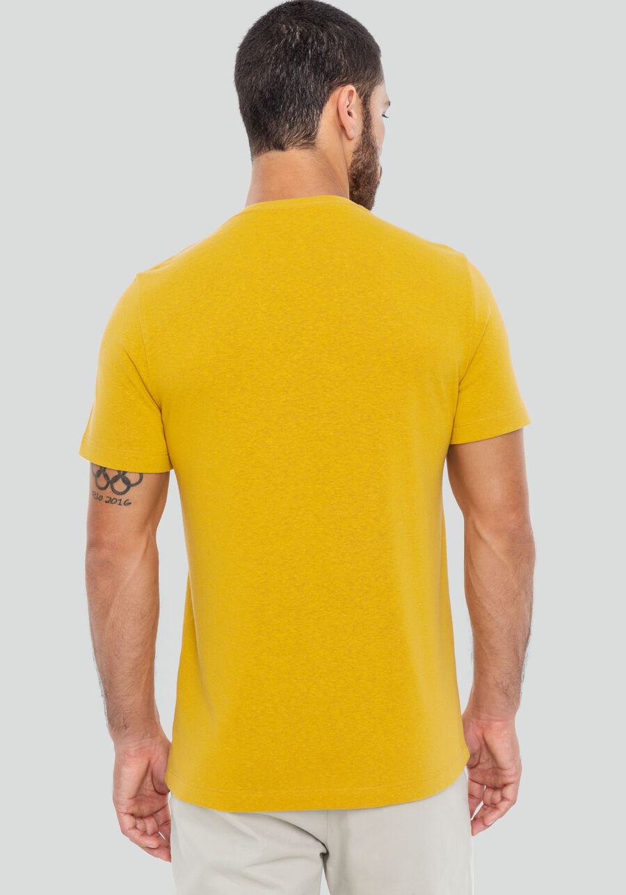 Camiseta Masculina em Malha Tricot Flamê, AMARELO GAUDI, large.