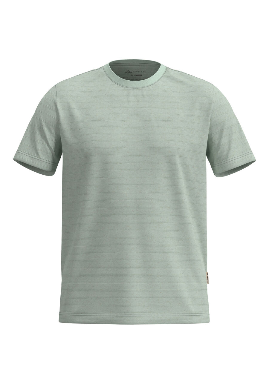 Camiseta De Mangas Curtas Em Malha Com Linho, AZUL BUBBLE. Camiseta De Mangas Curtas Em Malha Com Linho, AZUL BUBBLE, large.