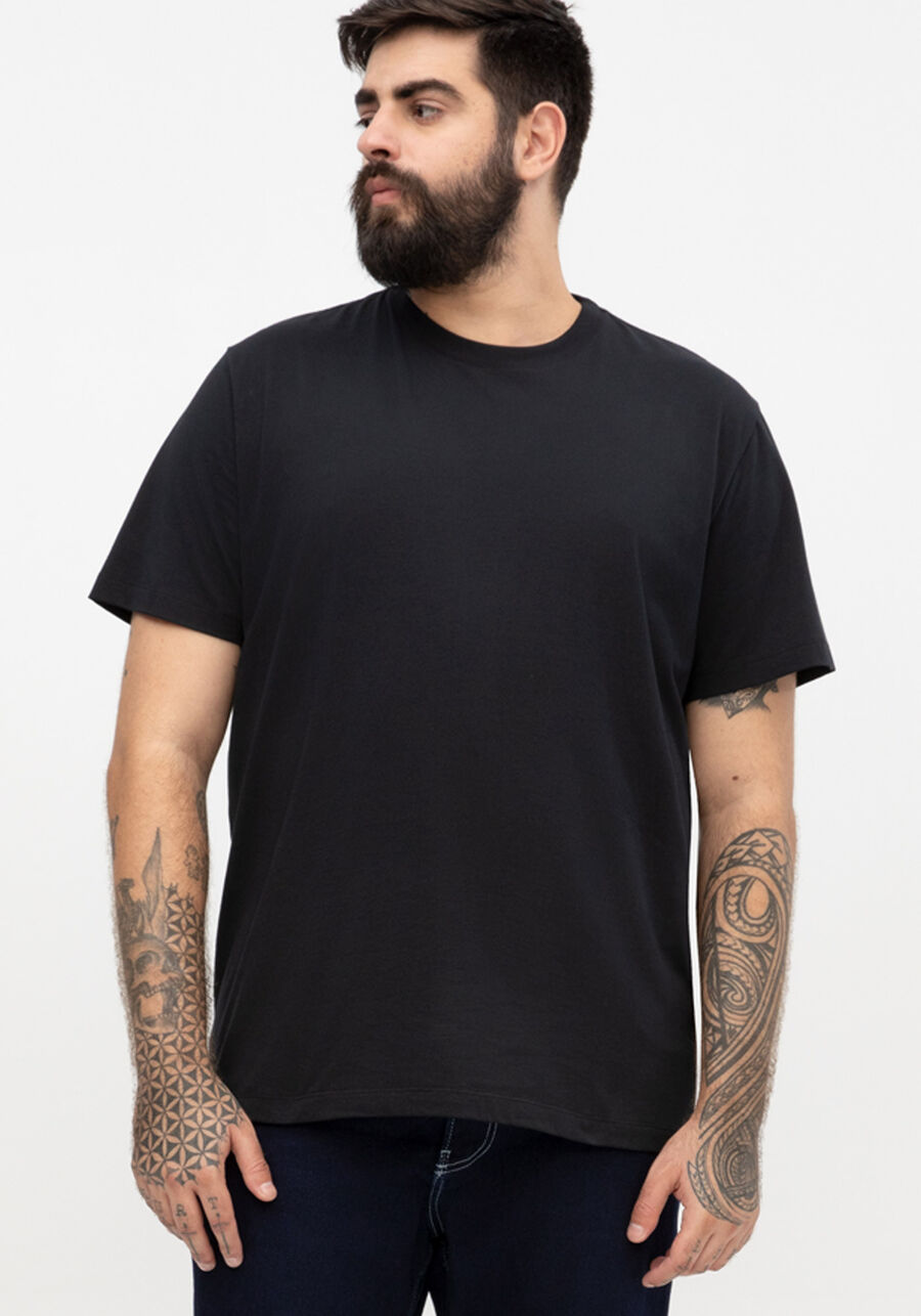 Camiseta Masculina Big & Tall em Malha Básica, PRETO REATIVO. Camiseta Masculina Big & Tall em Malha Básica, PRETO REATIVO, large.