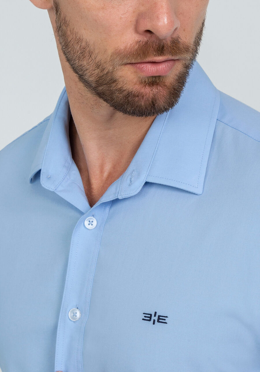 Camisa Masculina Slim Fit com Elasticidade, AZUL. Camisa Masculina Slim Fit com Elasticidade, AZUL, large.