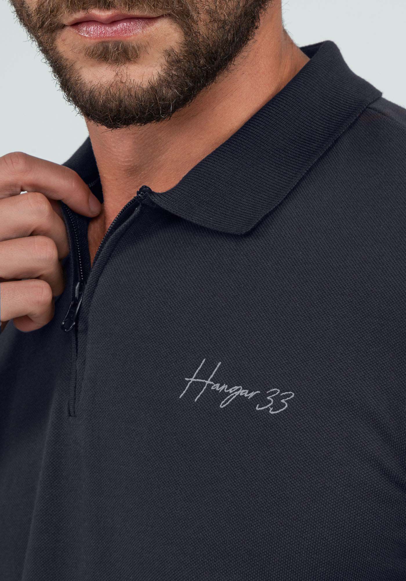 Camisa Polo em Malha Piquet com Retil&iacute;nea, CINZA NOTI, large.