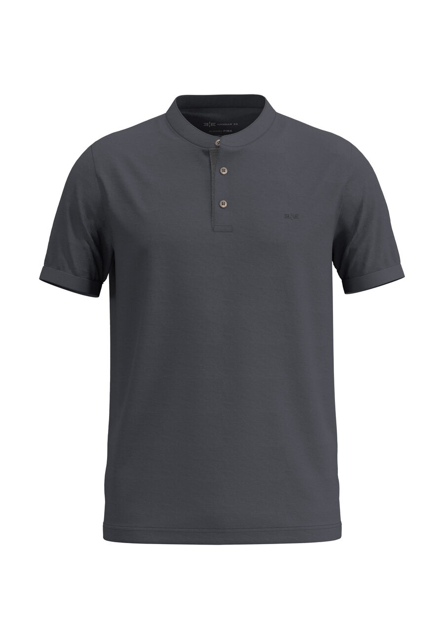 Camisa Com Gola Padre Em Malha Piquet De Algodão Pima, CINZA NIGHTCALL. Camisa Com Gola Padre Em Malha Piquet De Algodão Pima, CINZA NIGHTCALL, large.