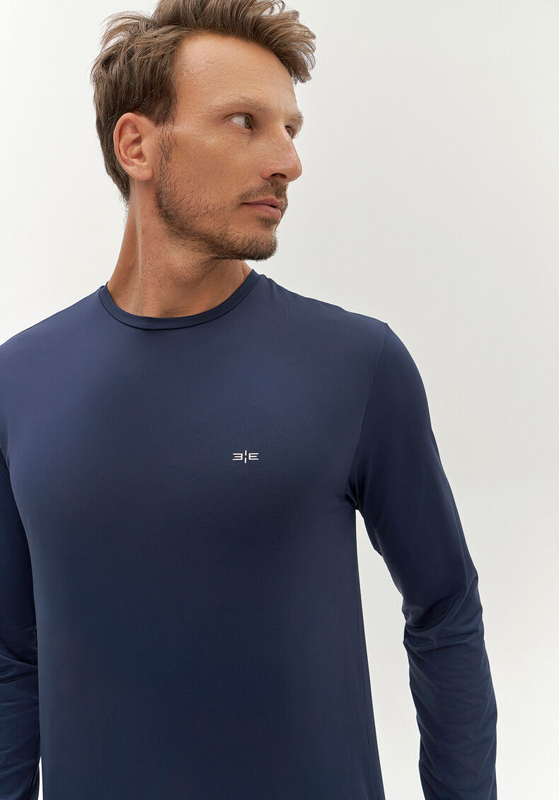 Camiseta De Mangas Longas Masculina Com Prote&ccedil;&atilde;o Solar, MARINHO ACTION, large.