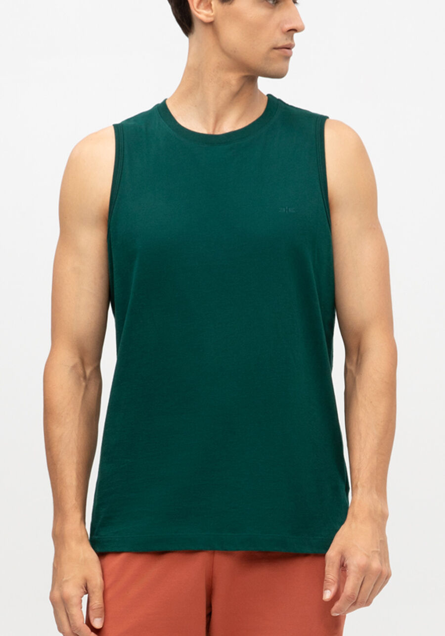 Regata Colors Em Meia Malha De Algodão Responsável, VERDE ARABESQUE. Regata Colors Em Meia Malha De Algodão Responsável, VERDE ARABESQUE, large.