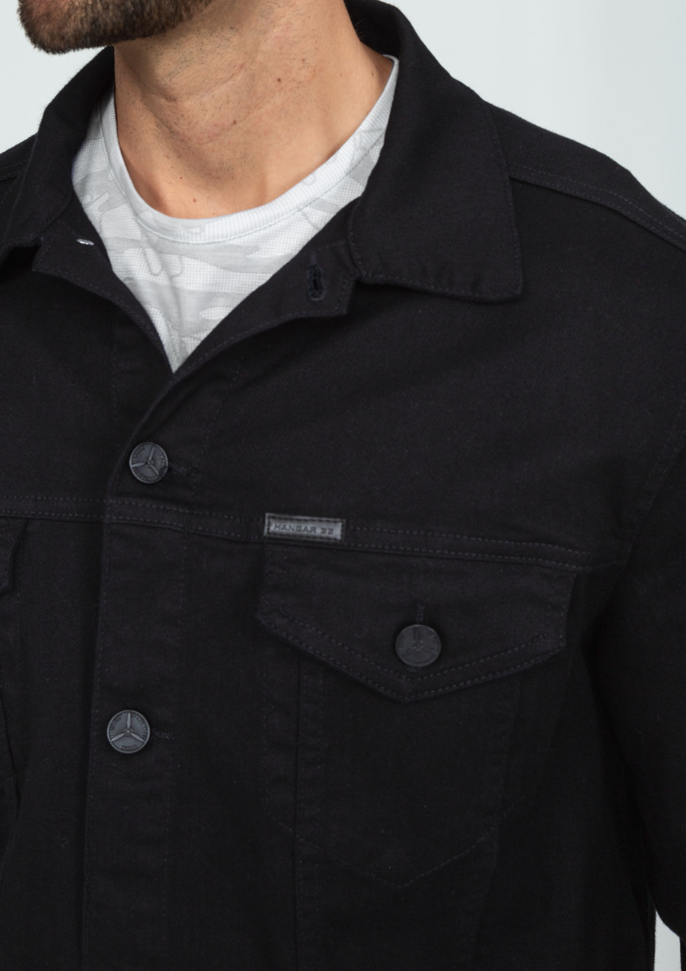 Jaqueta Sarja N&atilde;o Desbota com Bolso Interno, PRETO REATIVO, large.