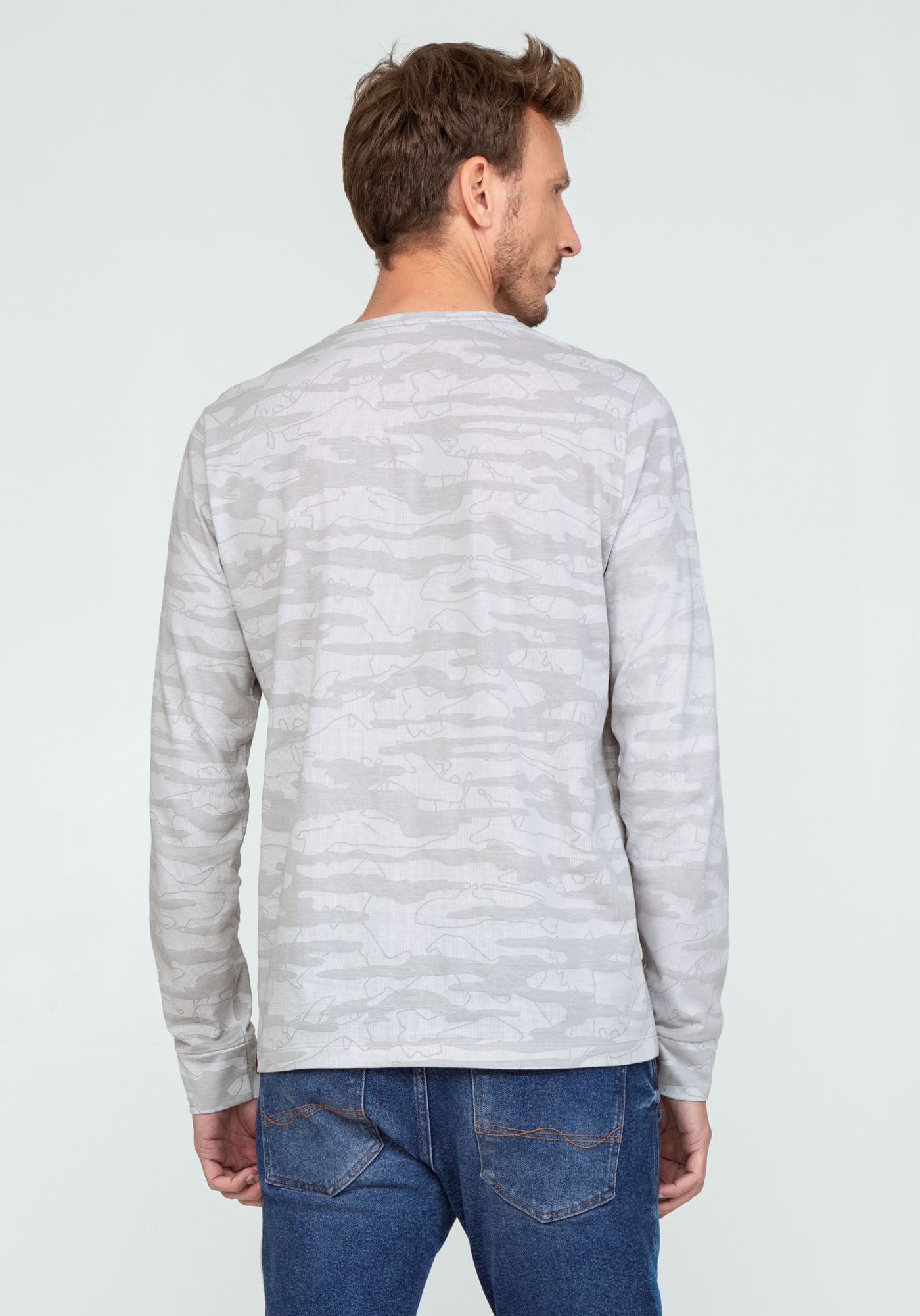 Camiseta Manga Longa Estampada Tal Pai Tal Filho, GRID CINZA, large.