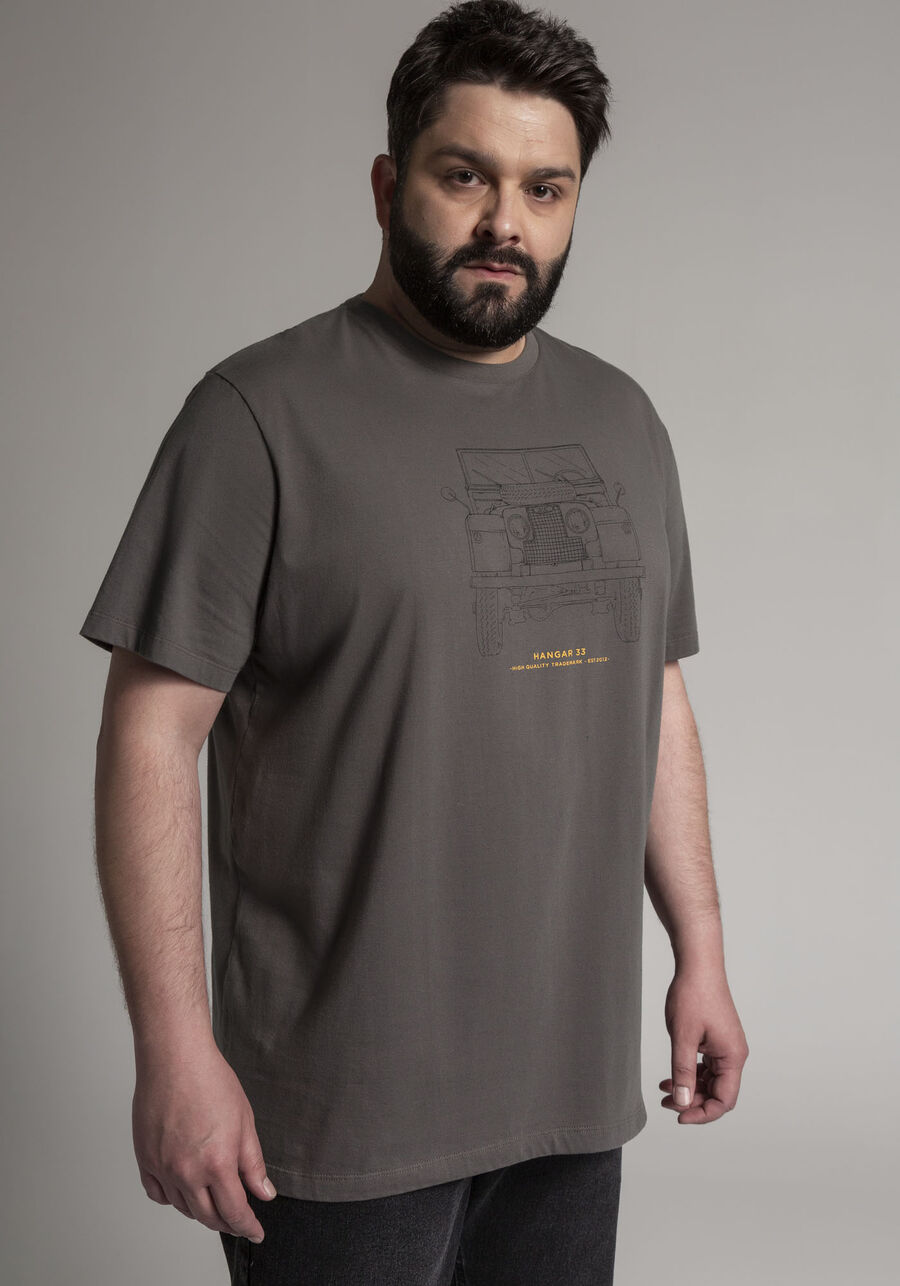 Camiseta Masculina Estampada Big & Tall, MARROM MEDITERRANEO, large.