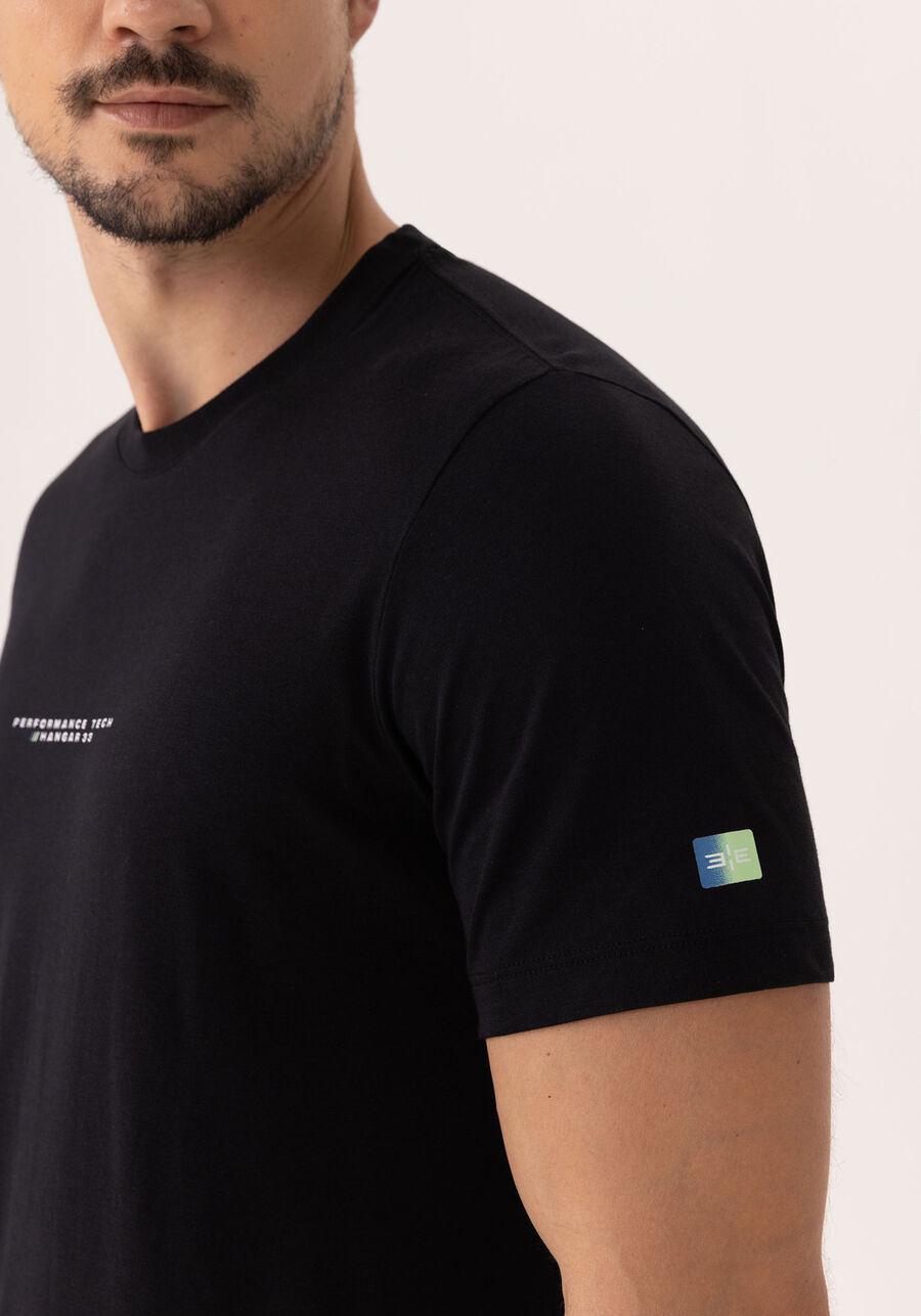 Camiseta De Mangas Curtas Em Malha Liocel, PRETO. Camiseta De Mangas Curtas Em Malha Liocel, PRETO, large.