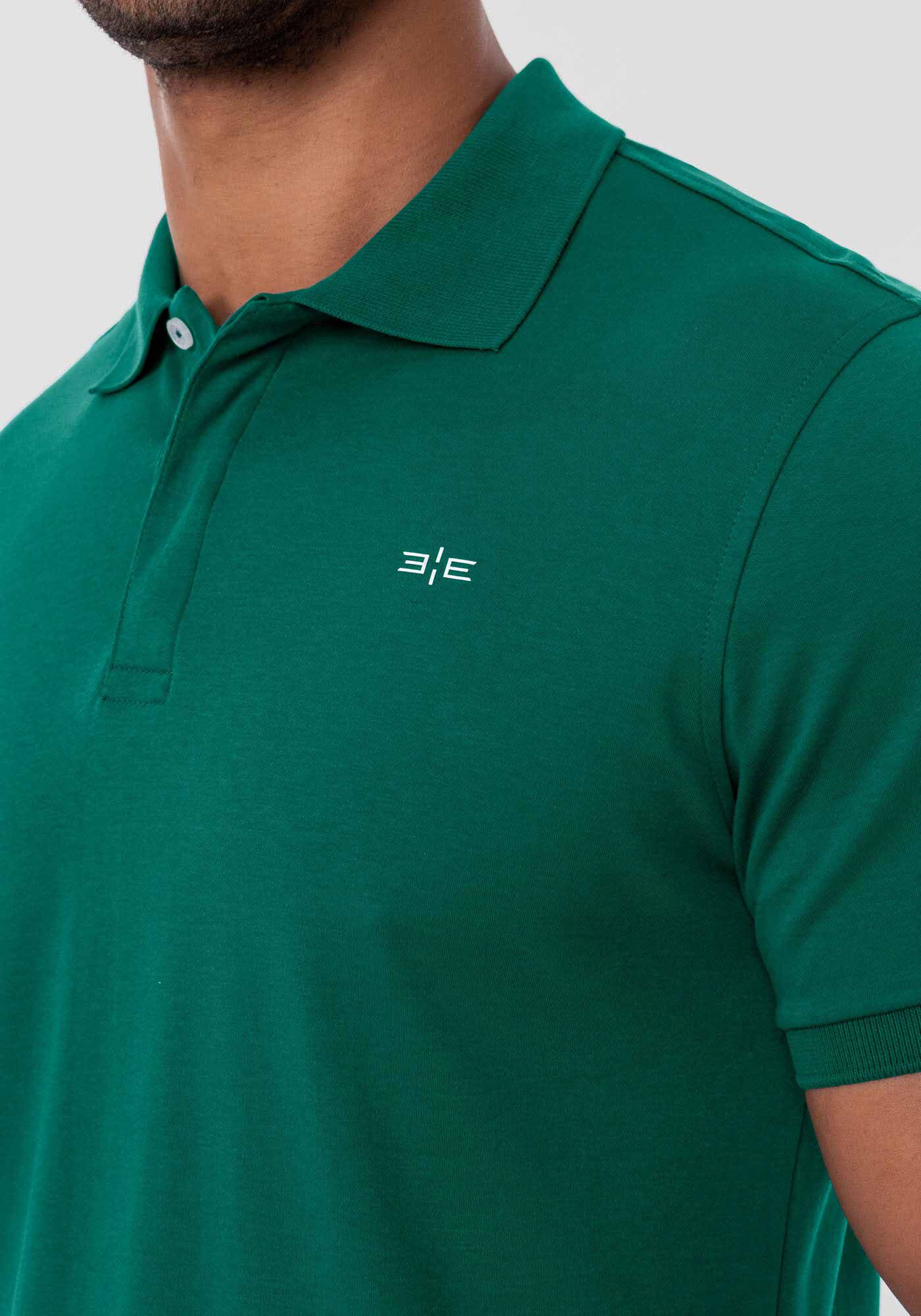 Camisa Polo Masculina em Malha Suedine, VERDE GLIMMER, large.