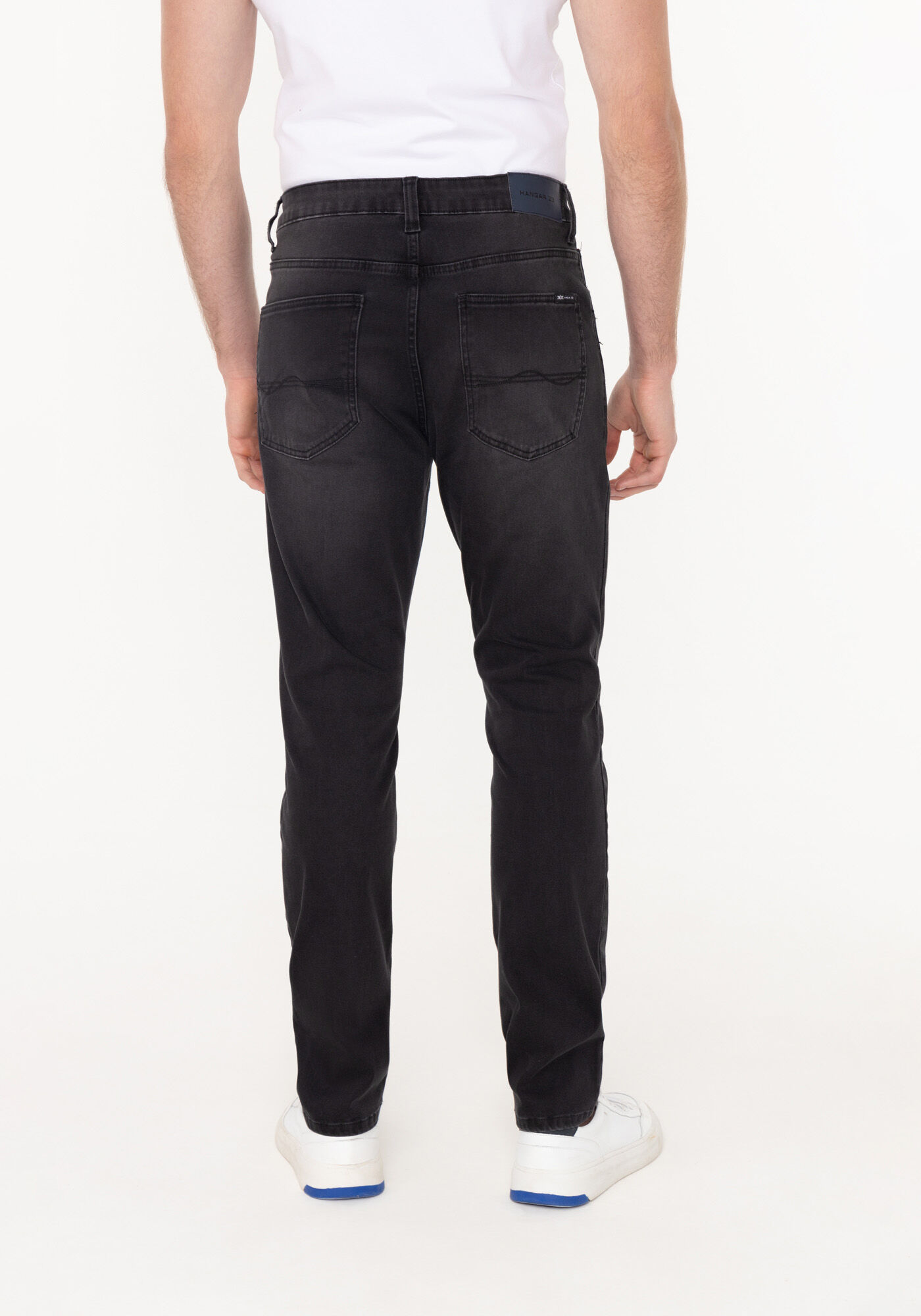 Cal&ccedil;a Jeans Preta Estonada Masculina Slim Turbofan, PRETO, large.