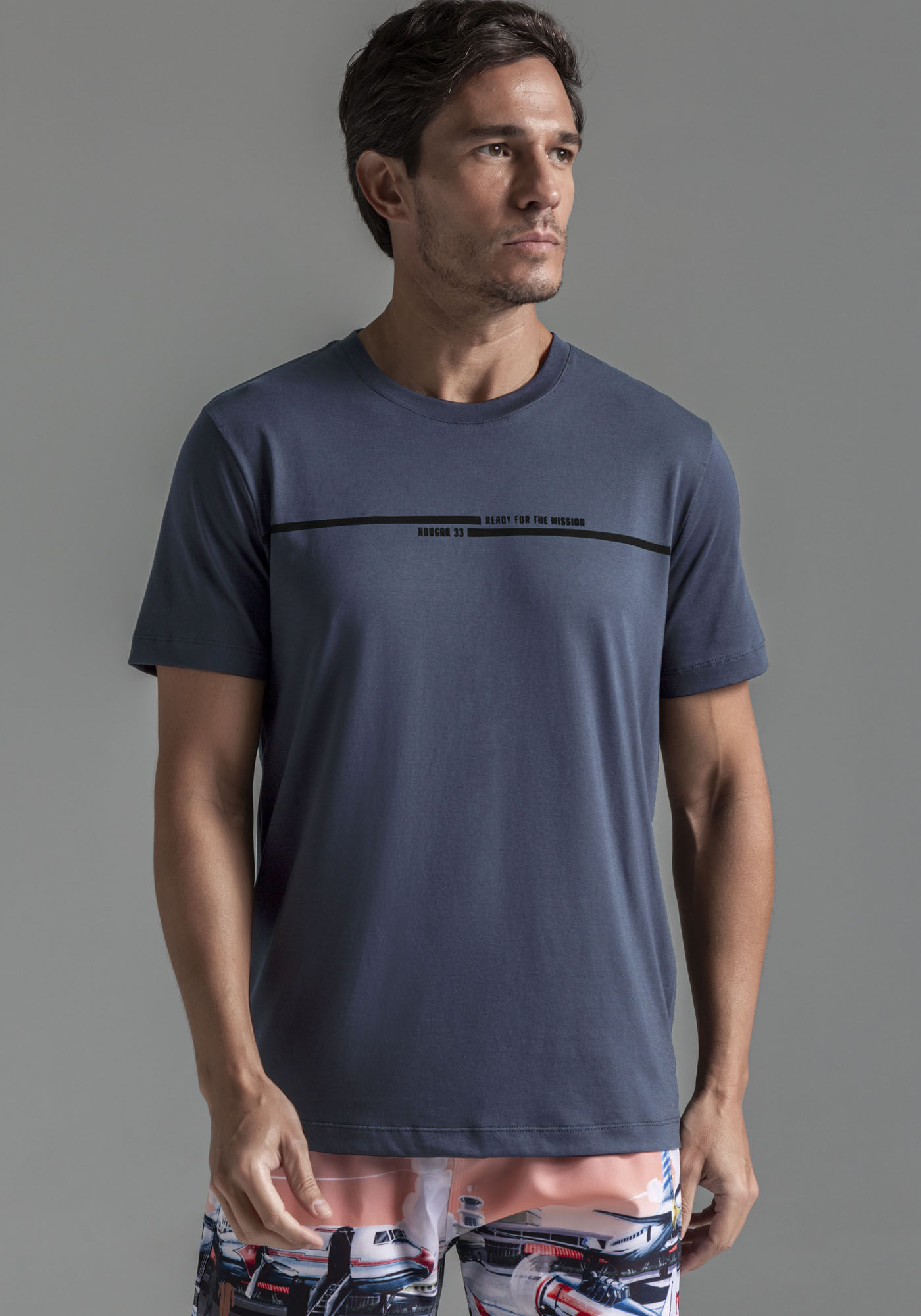 Camiseta Masculina em Malha Pima com Estampa, AZUL SEED, large.