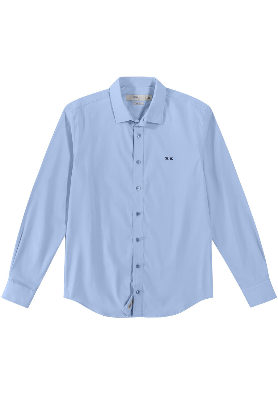 Camisa Masculina Slim Fit com Elasticidade, AZUL. Camisa Masculina Slim Fit com Elasticidade, AZUL, large.
