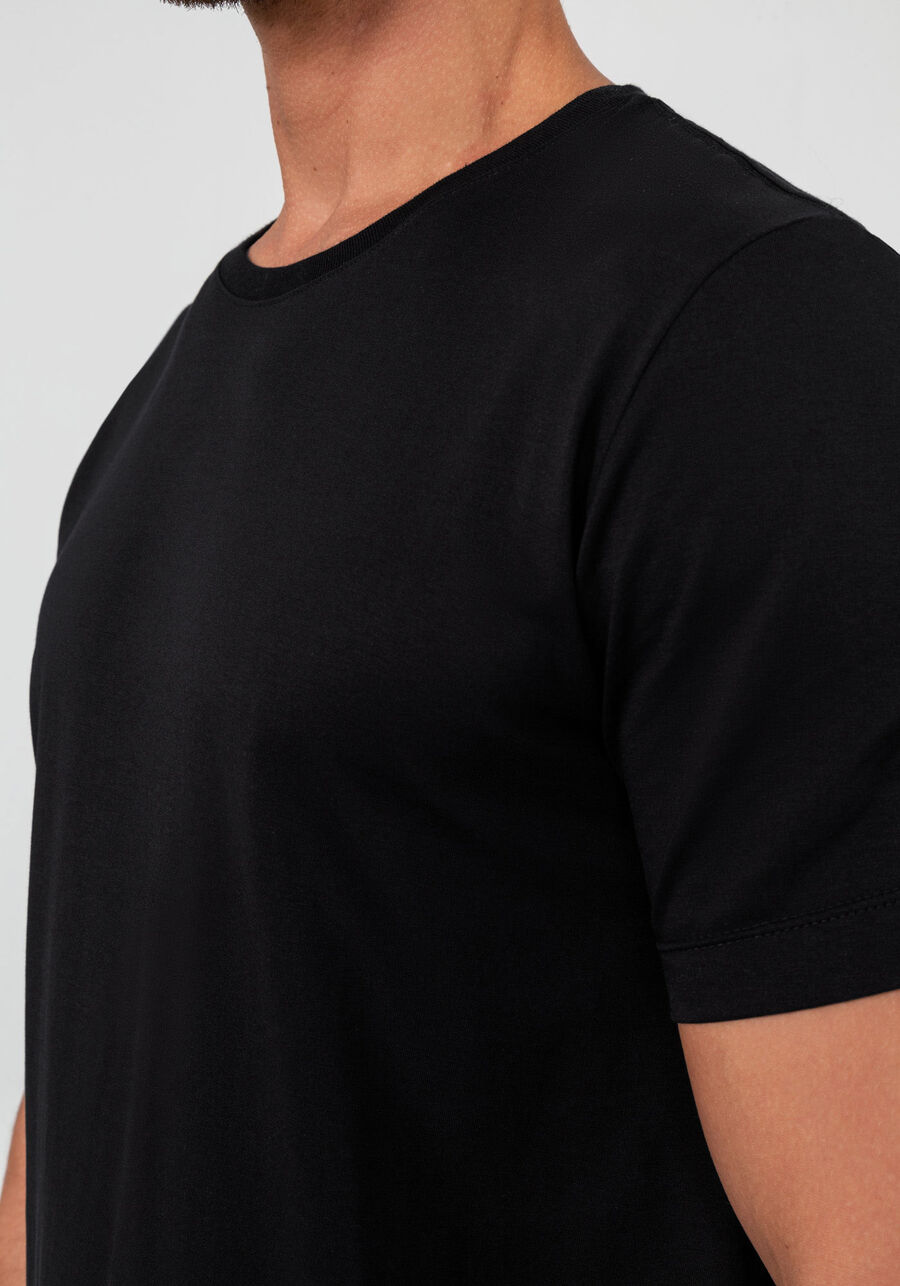 Camiseta Masculina em Algodão Pima Clássica, PRETO REATIVO, large.