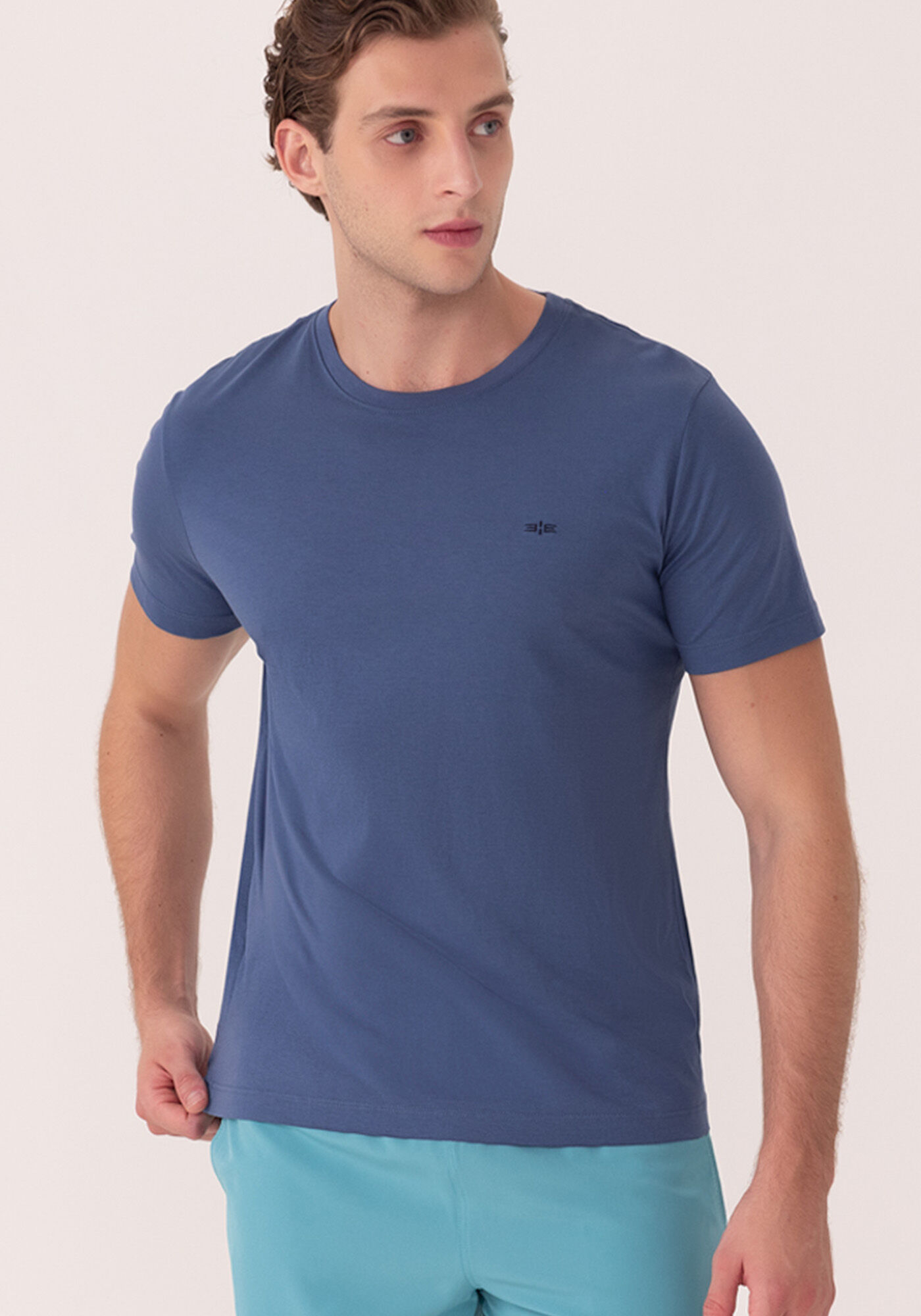 Camiseta De Mangas Curtas Em Malha De Algod&atilde;o Pima, AZUL SEED, large.