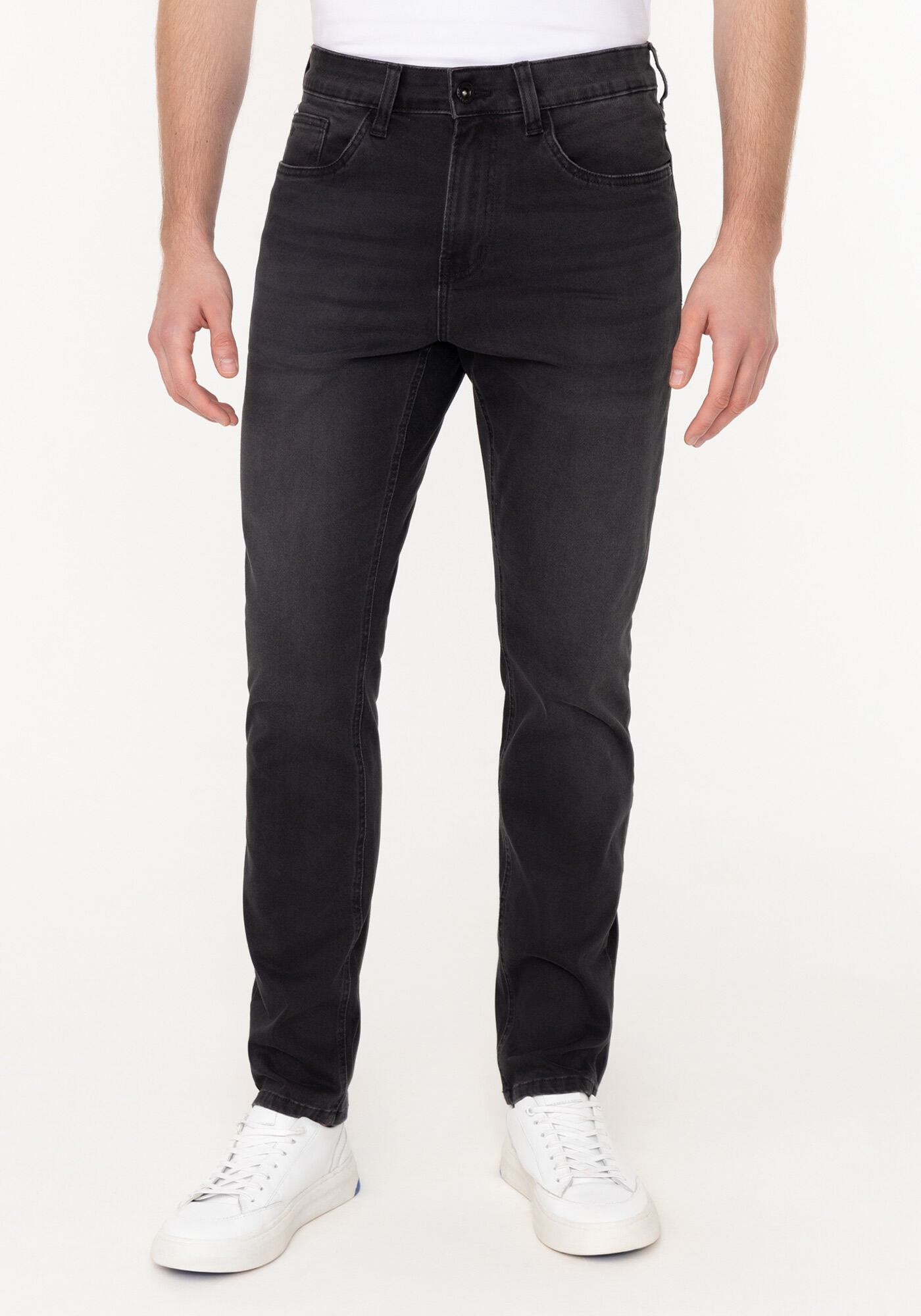 Cal&ccedil;a Jeans Preta Estonada Masculina Slim Turbofan, PRETO, large.