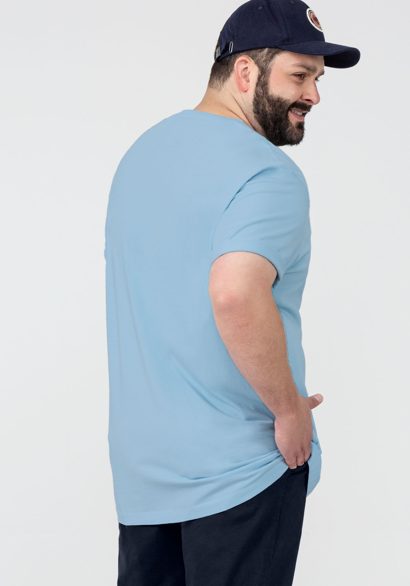 Camiseta Masculina em Malha Cl&aacute;ssica Big & Tall, 3571 AZUL, large.