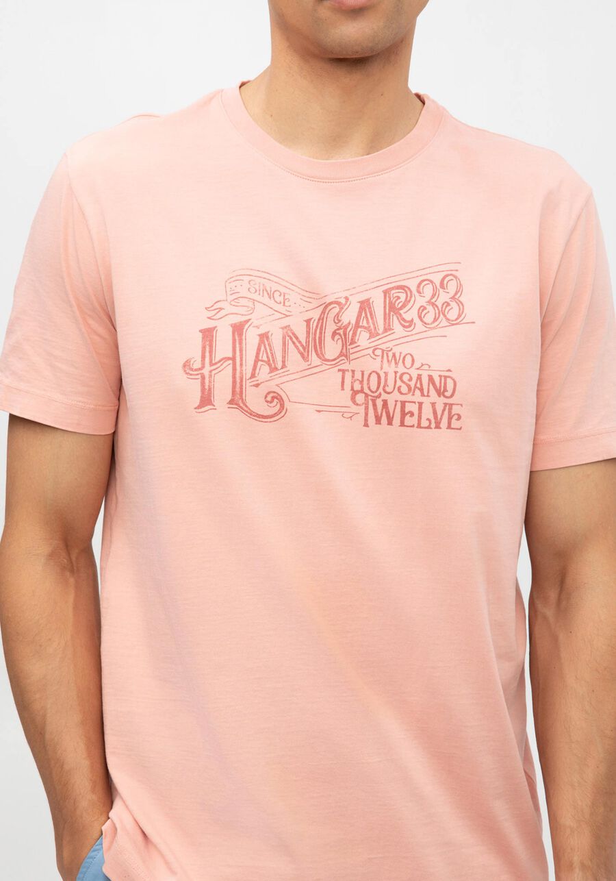 Camiseta Masculina em Malha Estampada, ROSA. Camiseta Masculina em Malha Estampada, ROSA, large.