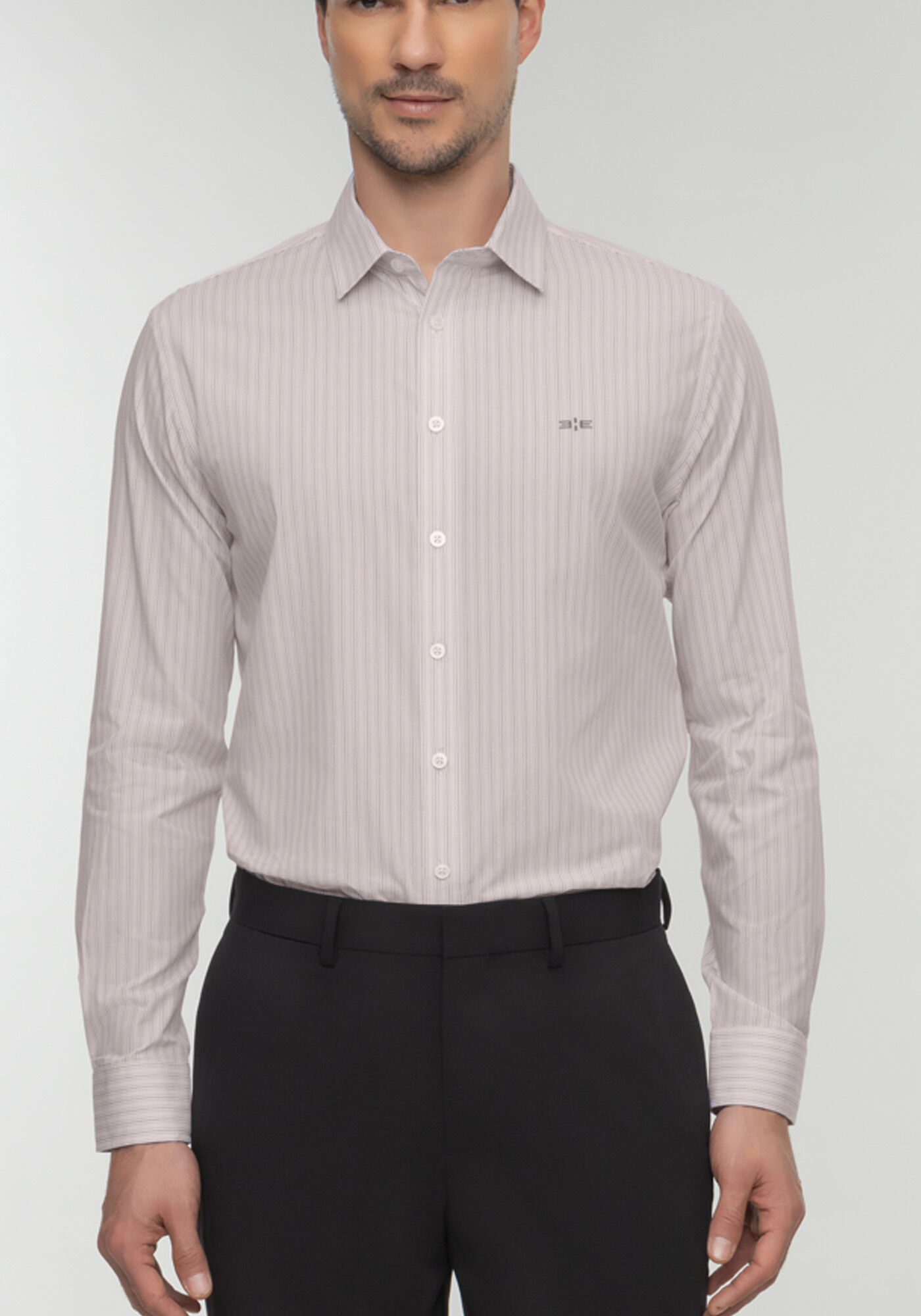 Camisa De Mangas Longas Masculina Em Tecido Tricoline, ROSA SUMMER, large.