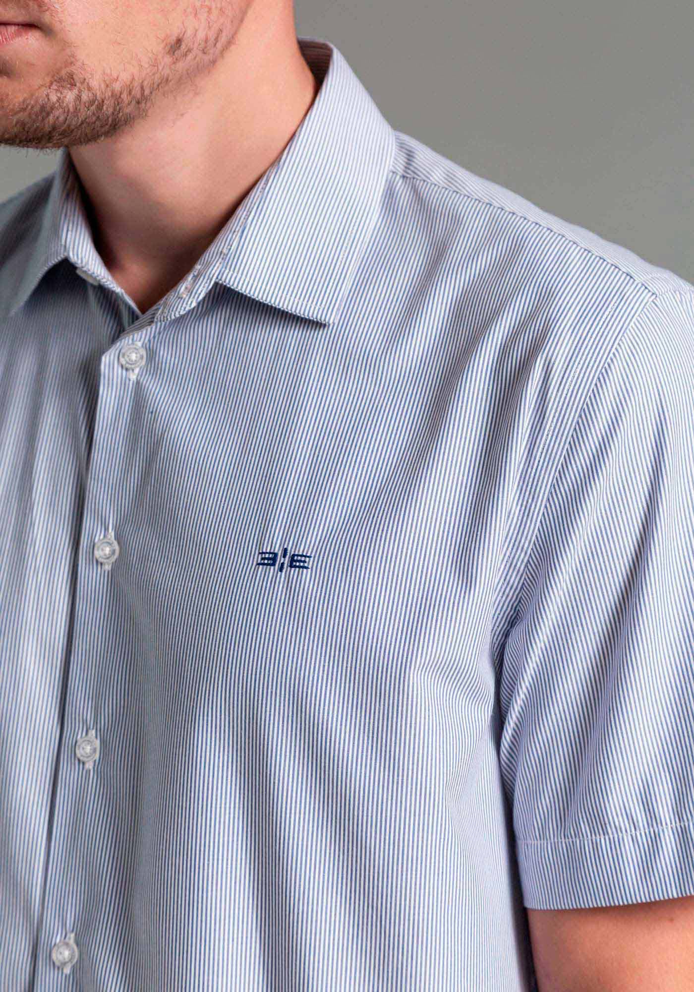 Camisa Manga Curta Masculina Comfort Fio Eg&iacute;pcio, MARINHO INLE, large.