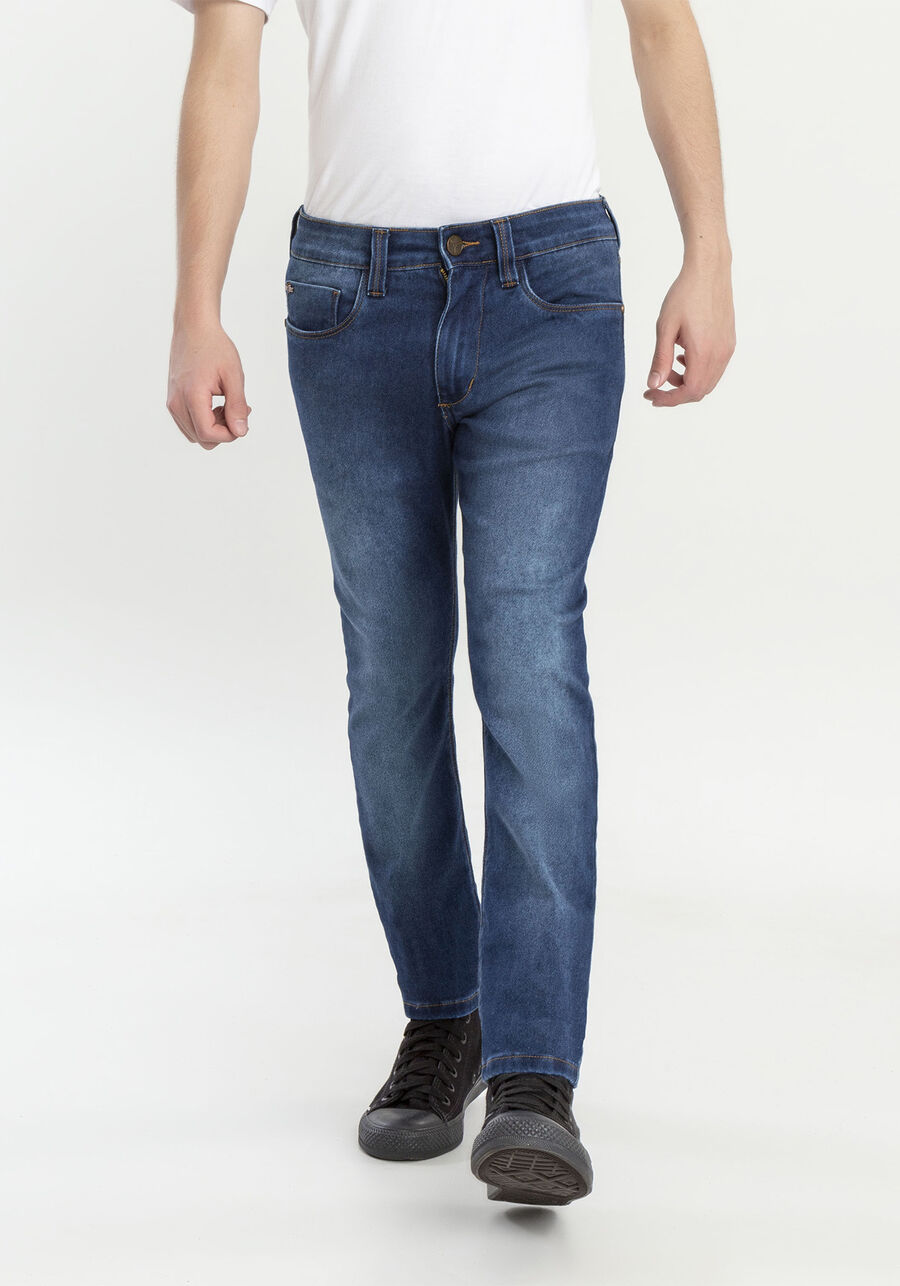 Calça Jeans Slim Turbofan, JEANS ESCURO. Calça Jeans Slim Turbofan, JEANS ESCURO, large.