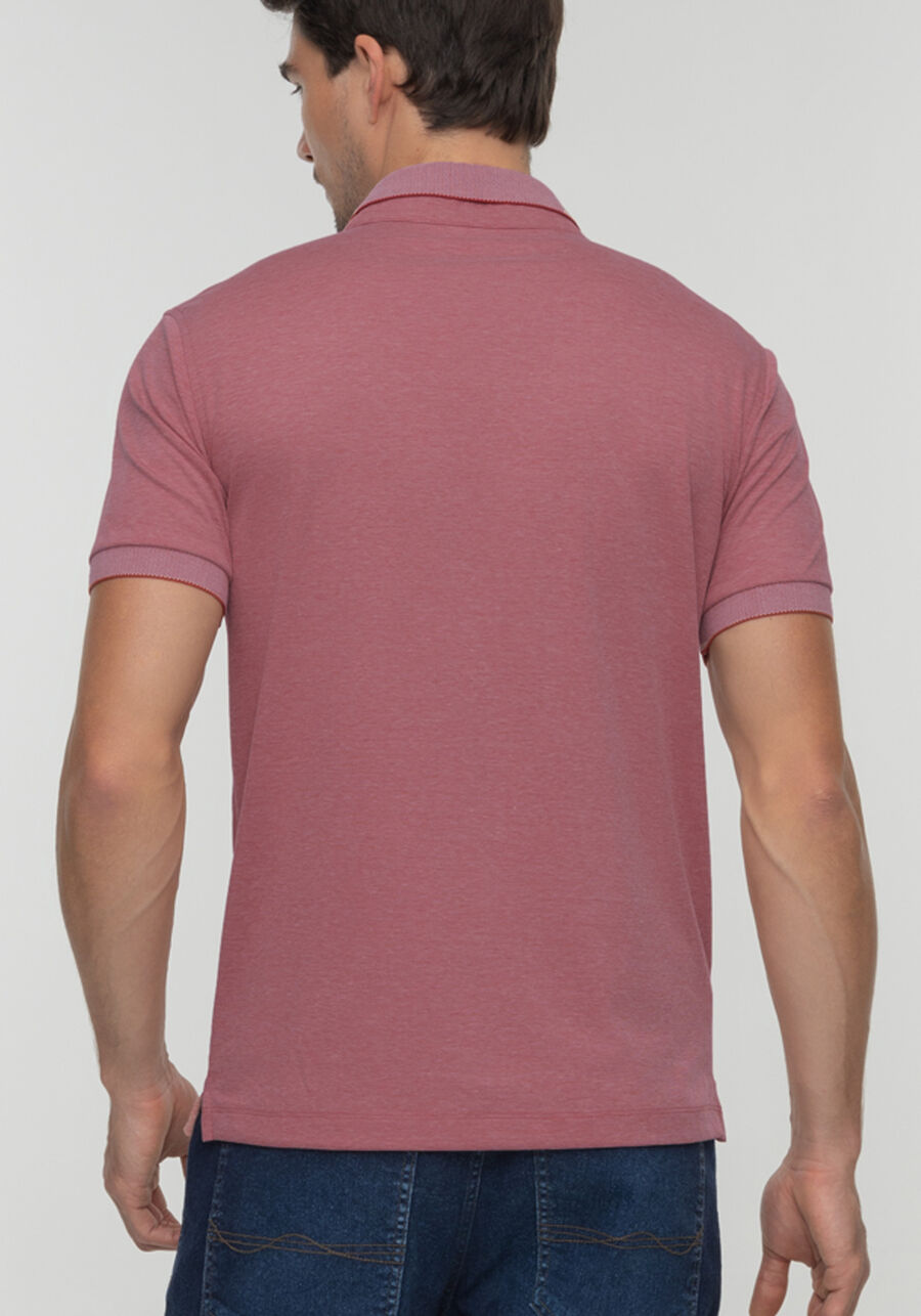 Camisa Polo De Mangas Curtas Com Botões Em Malha Piquet, ROSA ASTRO. Camisa Polo De Mangas Curtas Com Botões Em Malha Piquet, ROSA ASTRO, large.