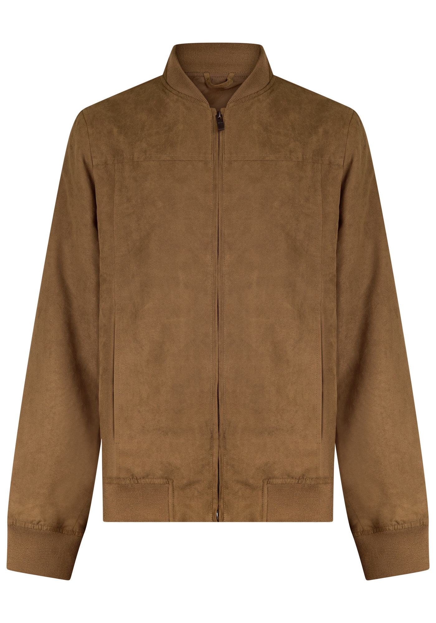 Jaqueta Bomber Masculina Com Punho E Z&iacute;per Em Suede, MARROM TILE, large.