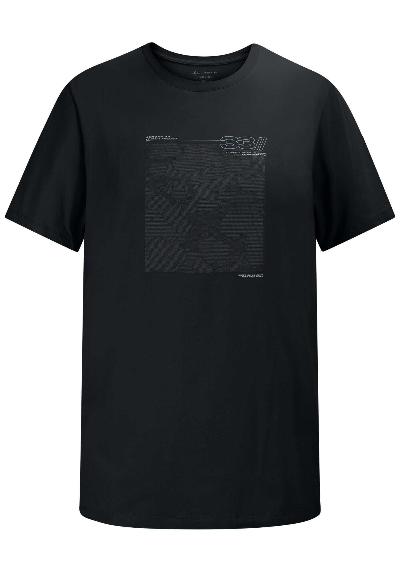 Camiseta Masculina Big & Tall em Malha Estampada, PRETO REATIVO, large.