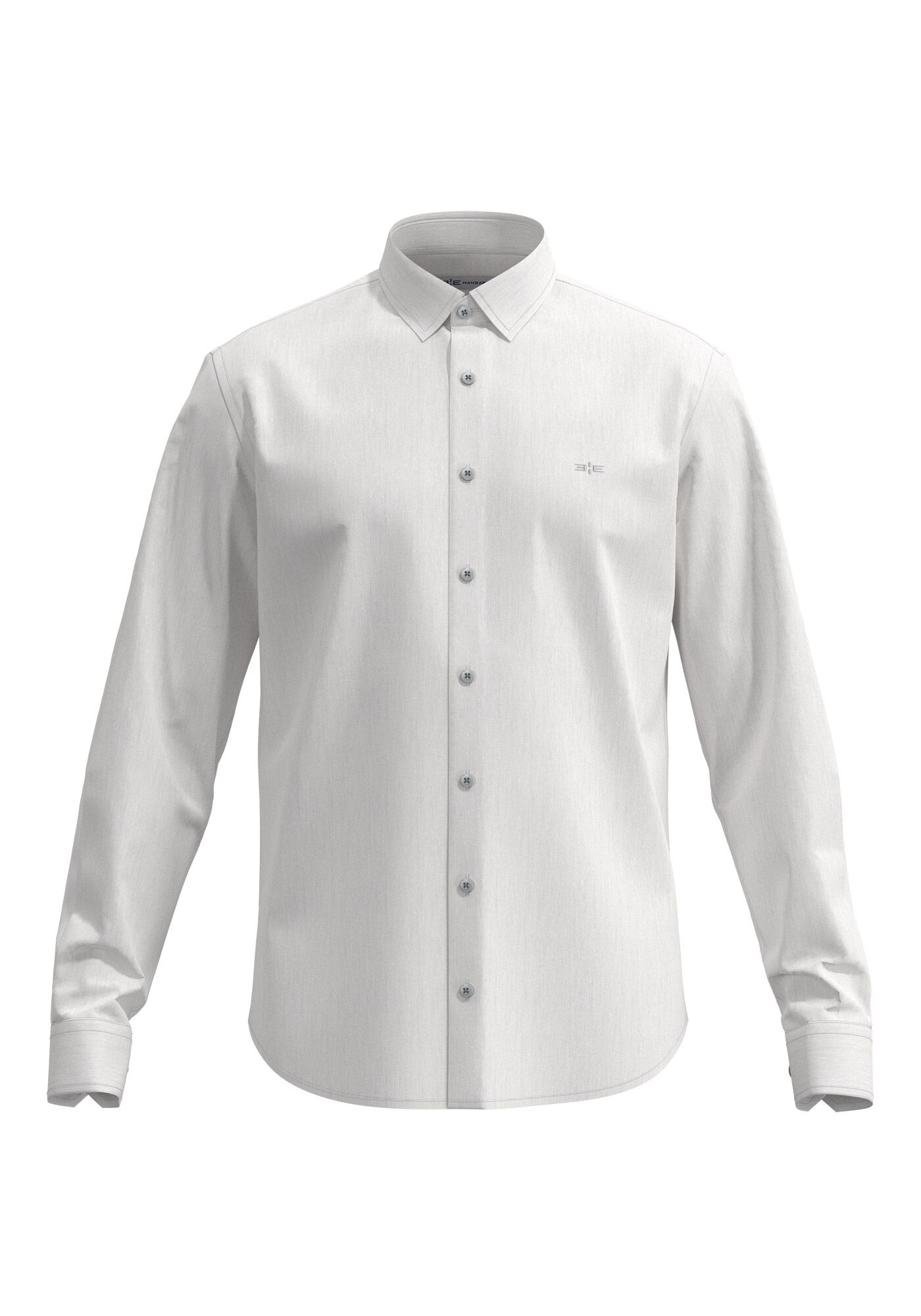 Camisa De Mangas Longas Slim Fit Com Linho, BRANCO, large.