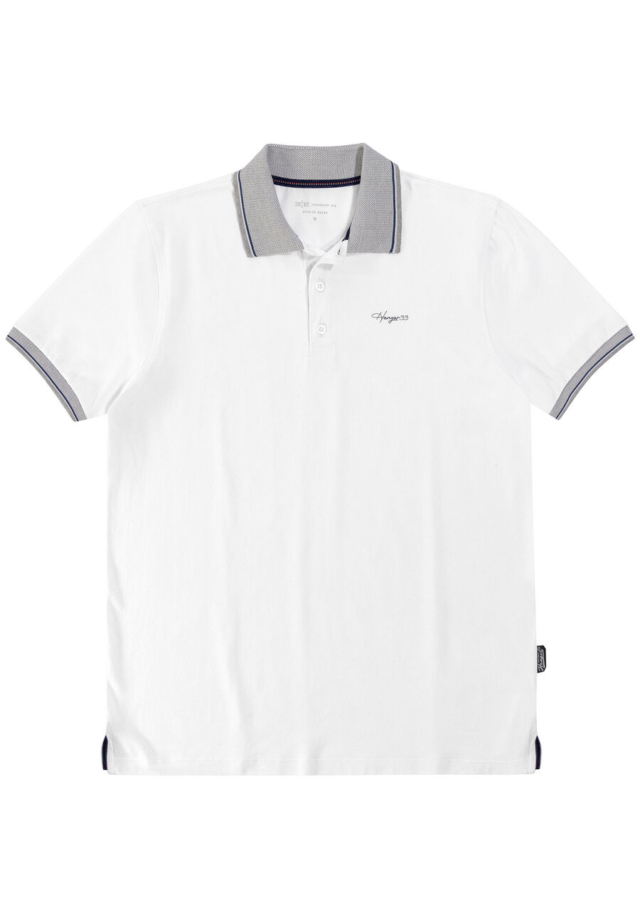 Camisa Polo Bordado e Retilínea, BRANCO. Camisa Polo Bordado e Retilínea, BRANCO, large.