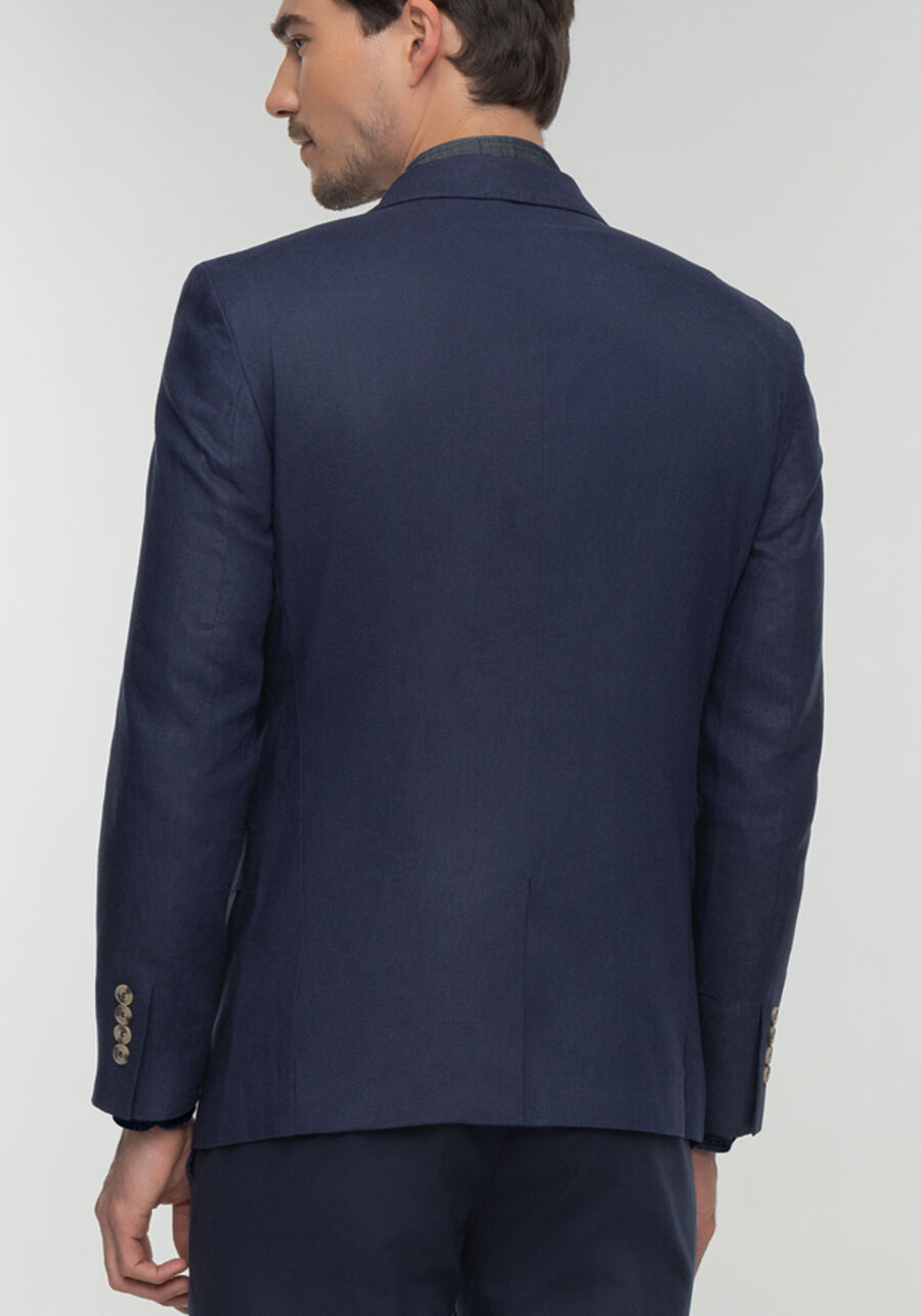 Blazer Slim Comfort Em Tecido Com Linho, MARINHO ACTION. Blazer Slim Comfort Em Tecido Com Linho, MARINHO ACTION, large.
