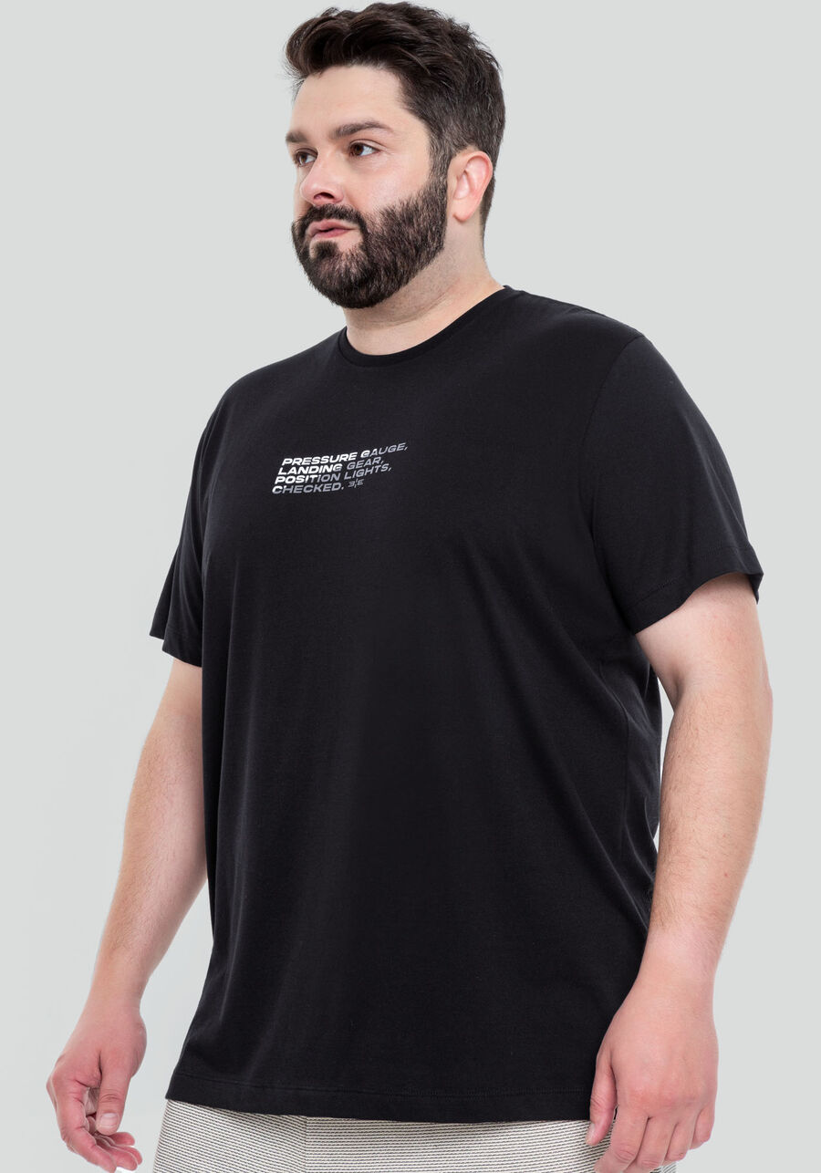 Camiseta Masculina em Algodão Pima Big & Tall, PRETO REATIVO, large.