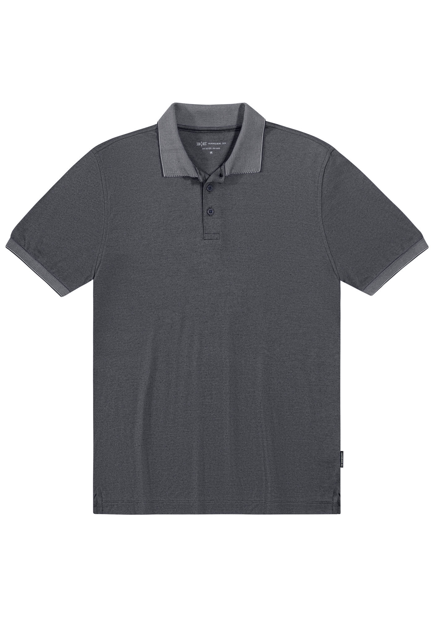 Camisa Polo Masculina em Malha Modal com Retil&iacute;nea, PRETO REATIVO, large.