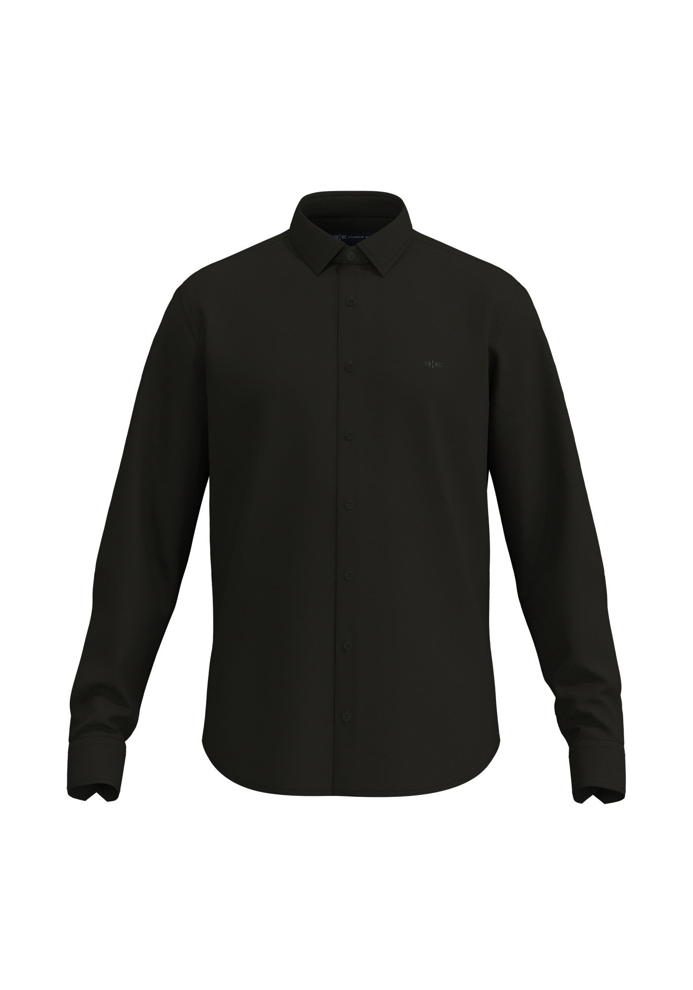 Camisa De Mangas Longas Em Tecido De Algod&atilde;o, PRETO, large.