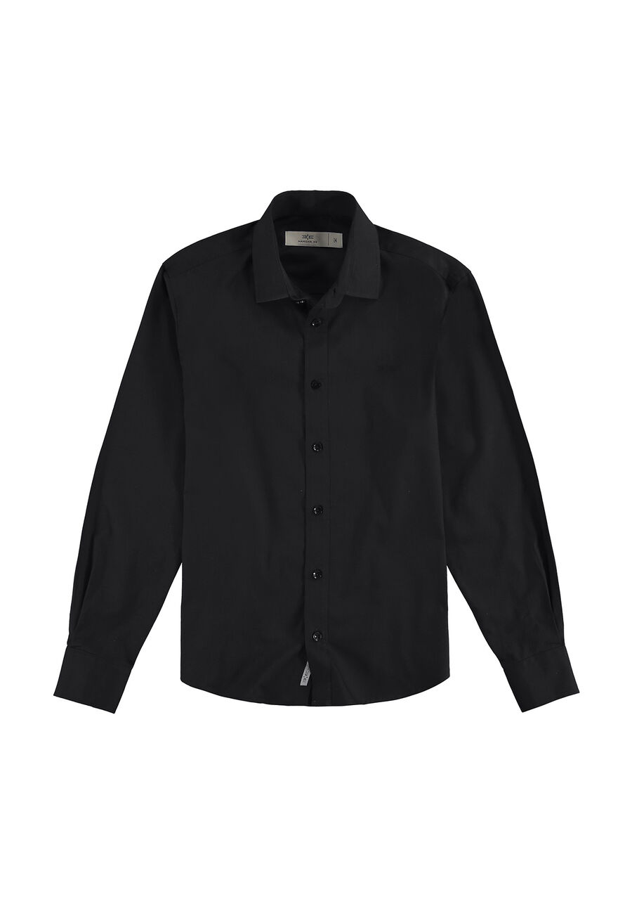 Camisa Tecido Plano, PRETO REATIVO. Camisa Tecido Plano, PRETO REATIVO, large.