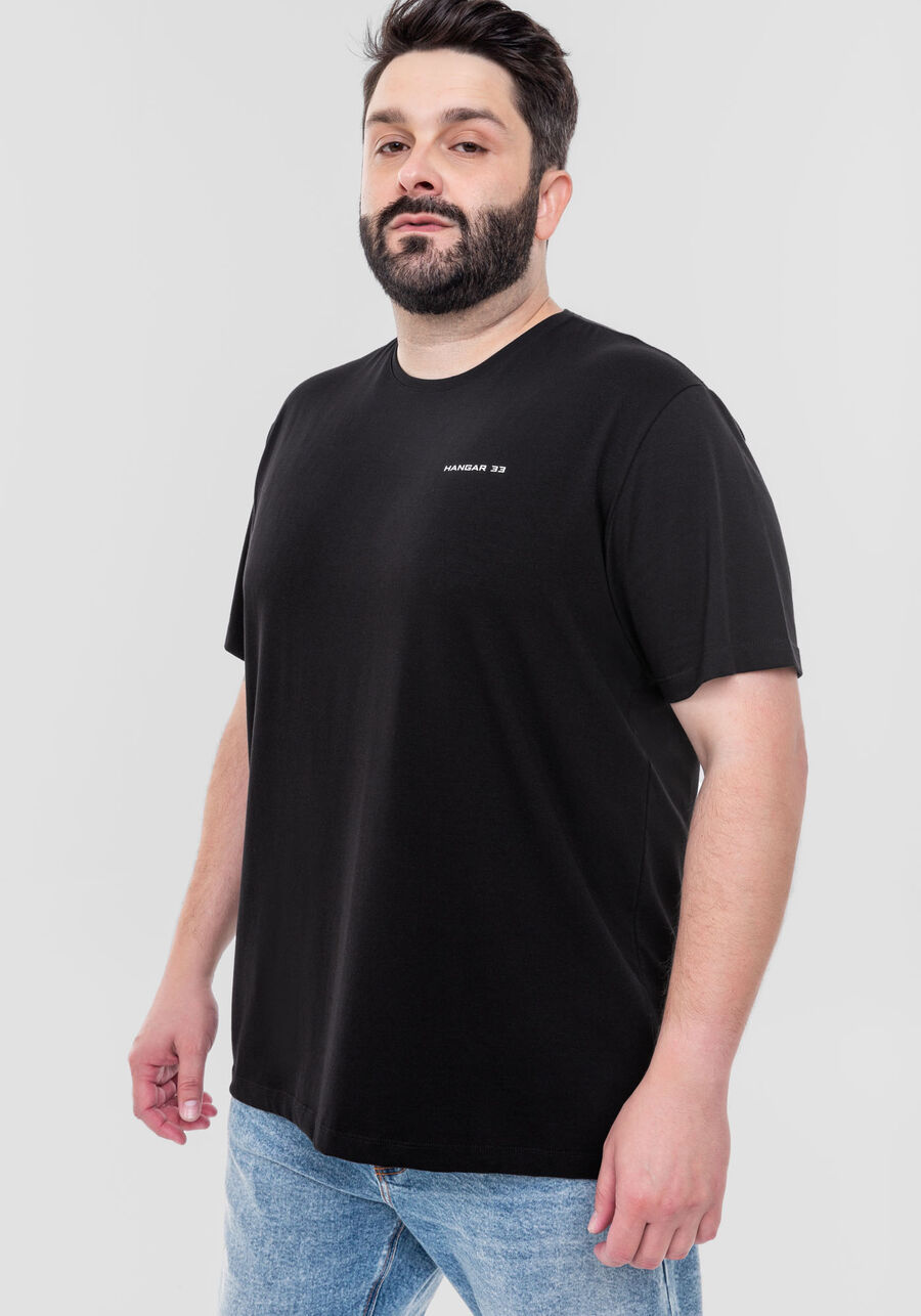 Camiseta Masculina em Algodão Pima Big & Tall, PRETO REATIVO, large.