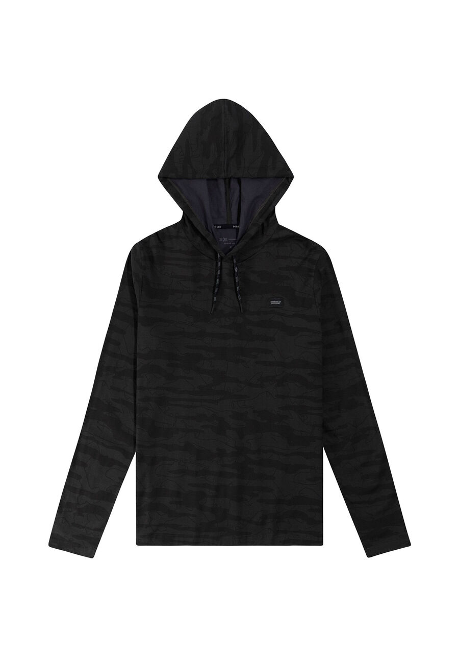 Camiseta Manga Longa com Capuz Tal Pai Tal Filho, GRID PRETO. Camiseta Manga Longa com Capuz Tal Pai Tal Filho, GRID PRETO, large.