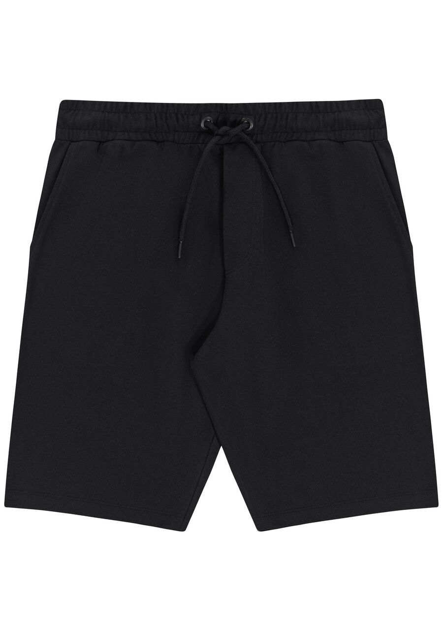 Bermuda Masculina em Moletom com Bolso, PRETO REATIVO. Bermuda Masculina em Moletom com Bolso, PRETO REATIVO, large.