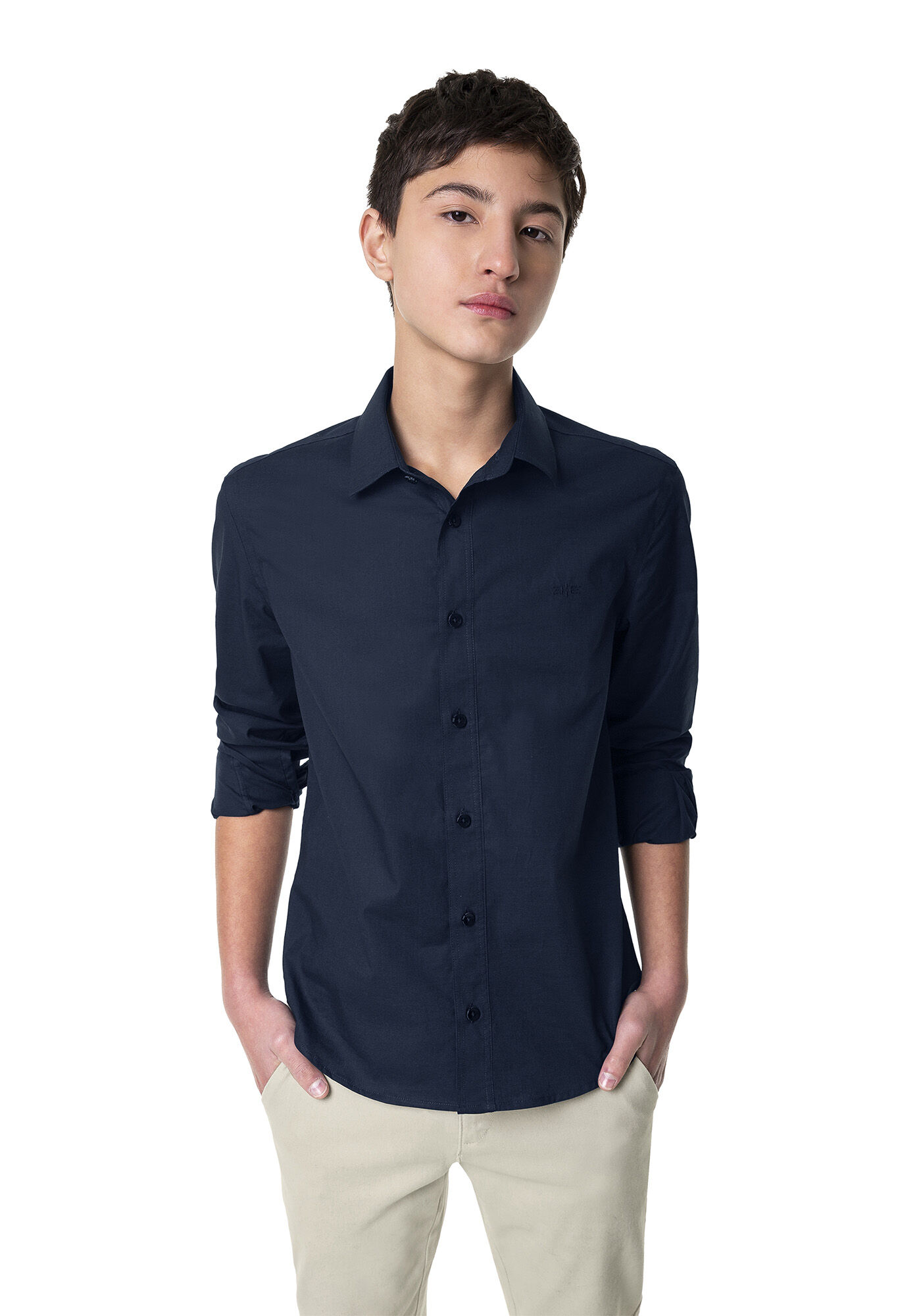 Camisa Tecido Plano, MARINHO, large.