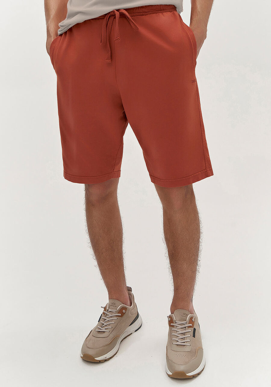 Bermuda Masculina Com Bolsos E Cadarço Colors Em Molecotton, 3634 TERRA. Bermuda Masculina Com Bolsos E Cadarço Colors Em Molecotton, 3634 TERRA, large.